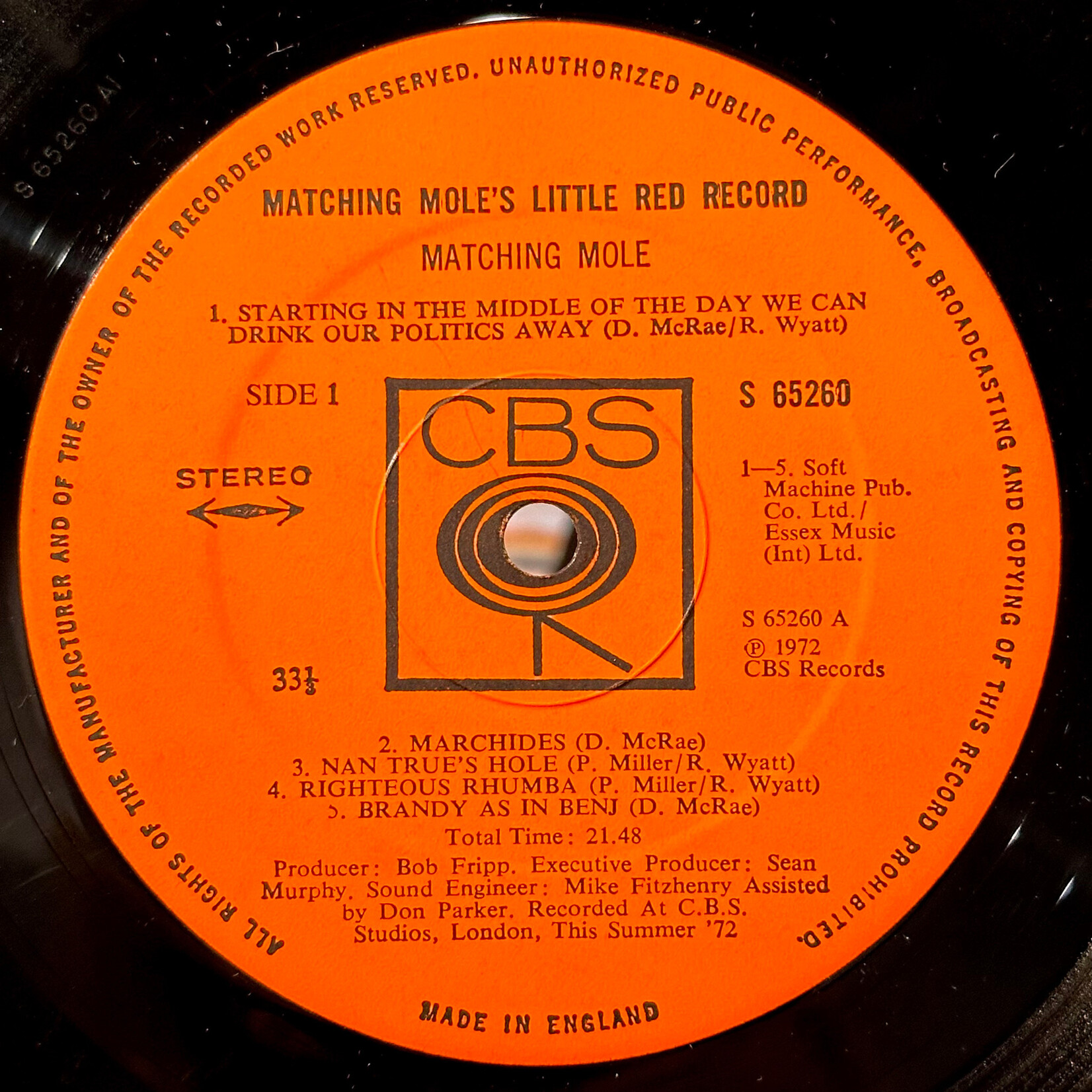 [Nick's Disk Pics] Matching Mole: Matching Mole's Little Red Record ( 1972, UK, VG+) [CBS]