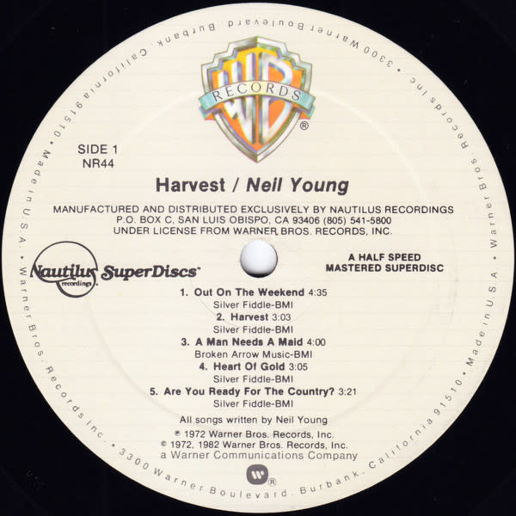 [Kollectible Vinyl] Neil Young: Harvest (1982, USA, AUDIOPHILE, EX) [NAUTILUS RECORDINGS]