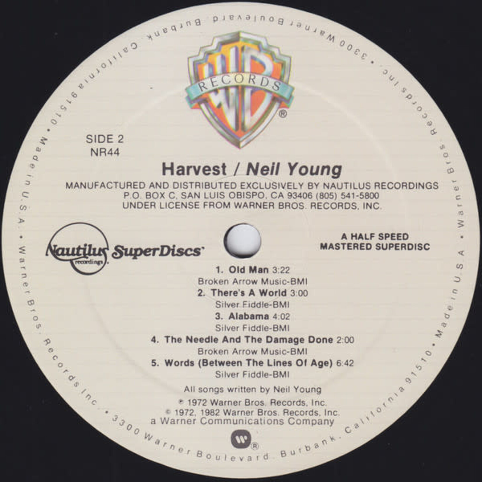 [Kollectible Vinyl] Neil Young: Harvest (1982, USA, AUDIOPHILE, EX) [NAUTILUS RECORDINGS]