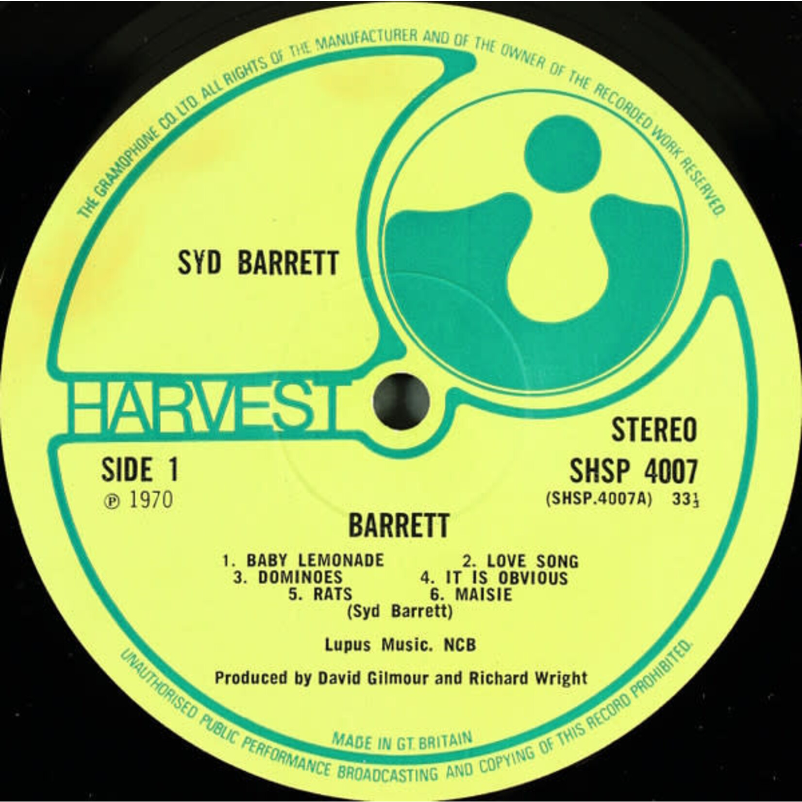 [Kollectible Vinyl] Syd Barrett: Barrett (1974, UK, VG+) [HARVEST]
