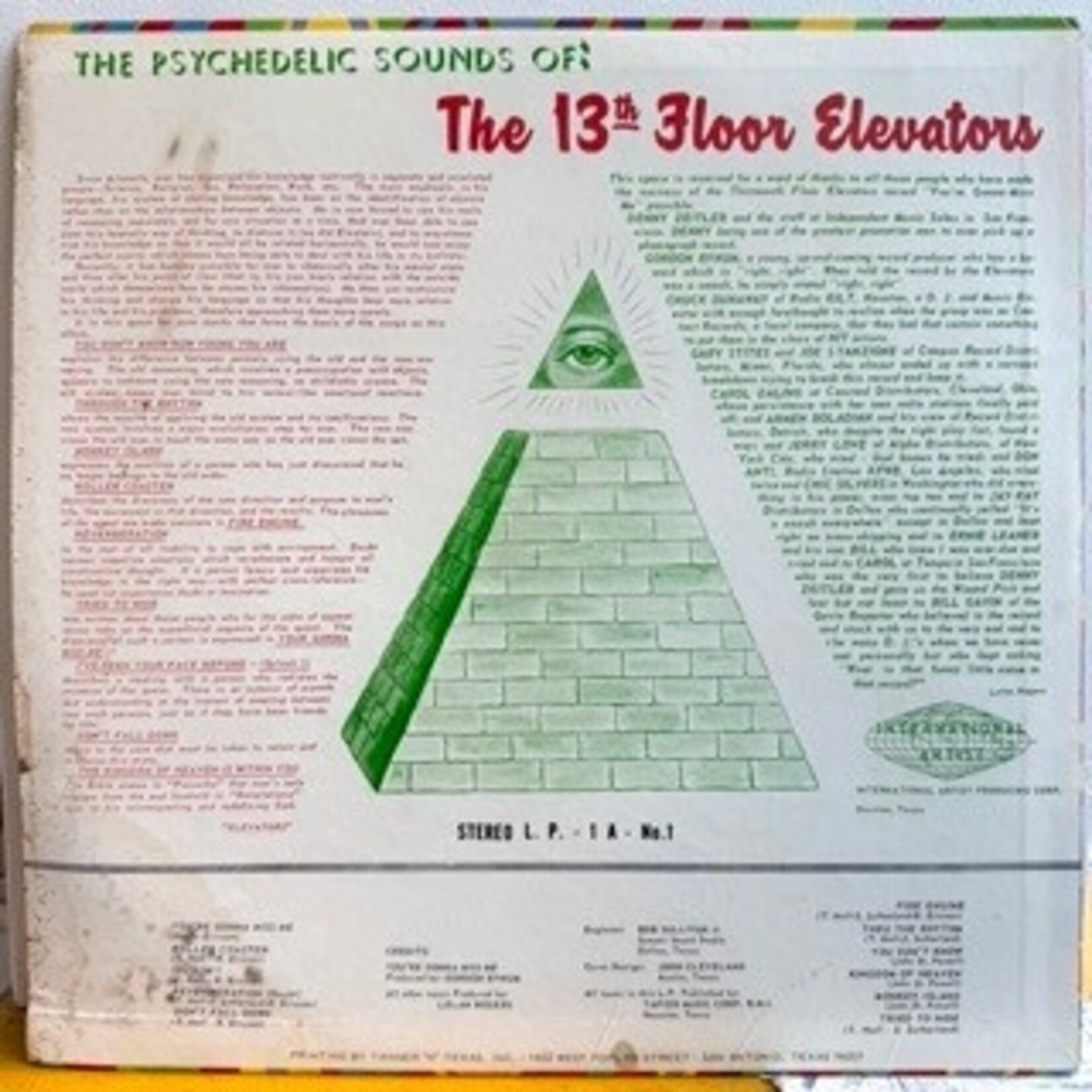 [Nick's Disk Pics] 13th Floor Elevators: The Psychedelic Sounds of... (1967, US, Stereo, VG)[INTERNATIONAL ARTIST]