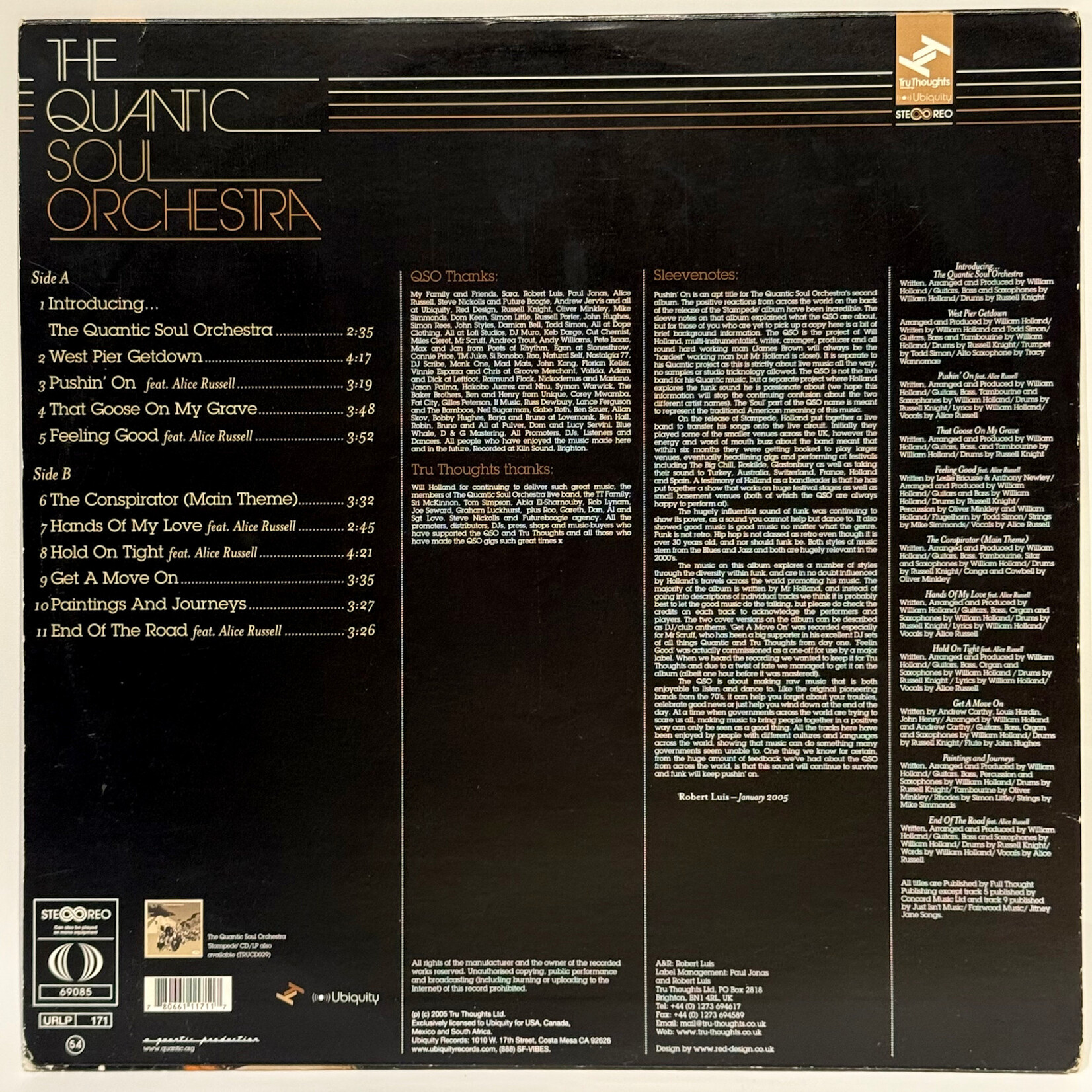 Quantic Soul Orchestra: Pushin On (2005, UK, VG+) [UBIQUITY]