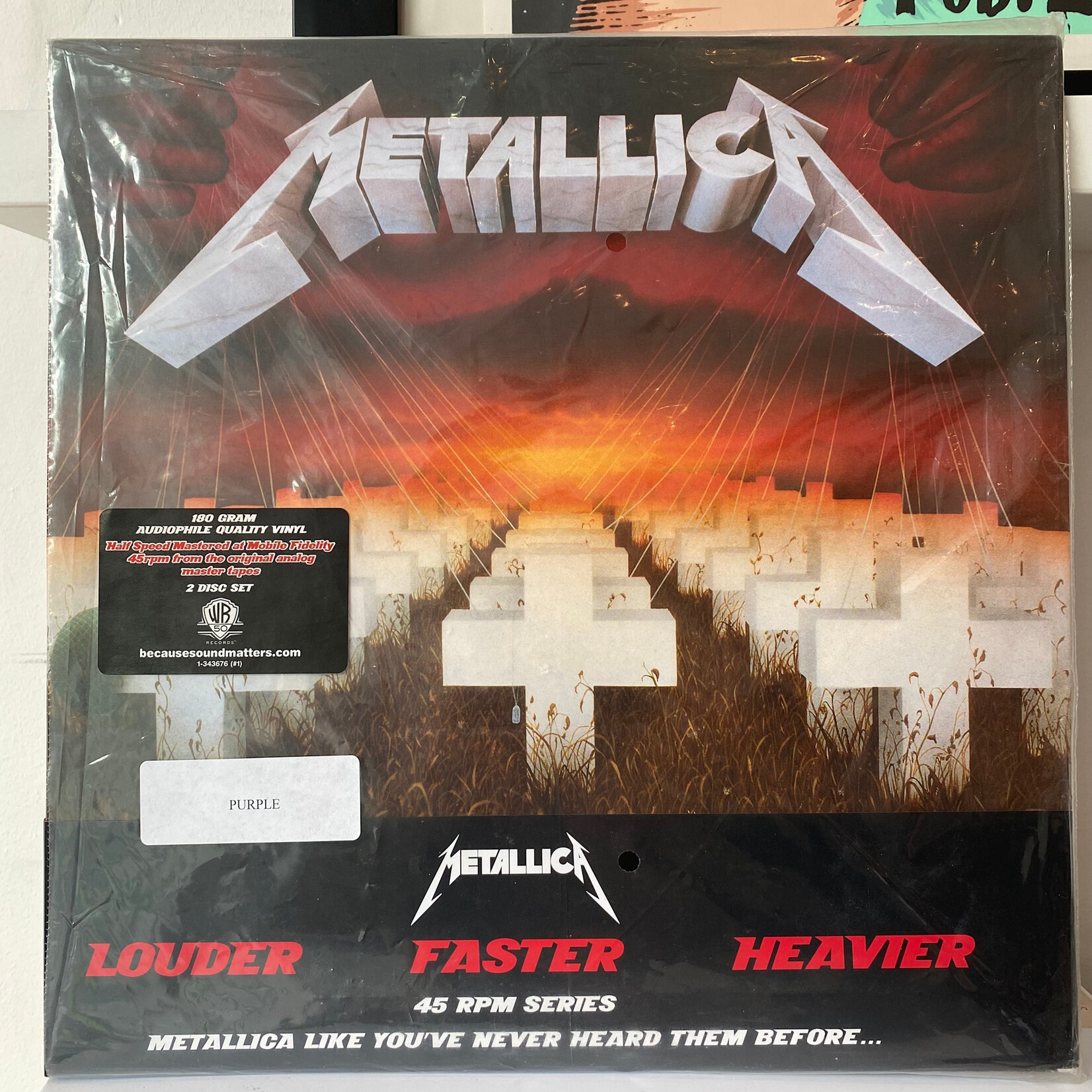 [Nick's Disk Pics] Metallica: Master Of Puppets (2LP)(2008, USA, 45rpm, Half-Speed Mastered, Purple Wax, NM) [WARNER BROS]