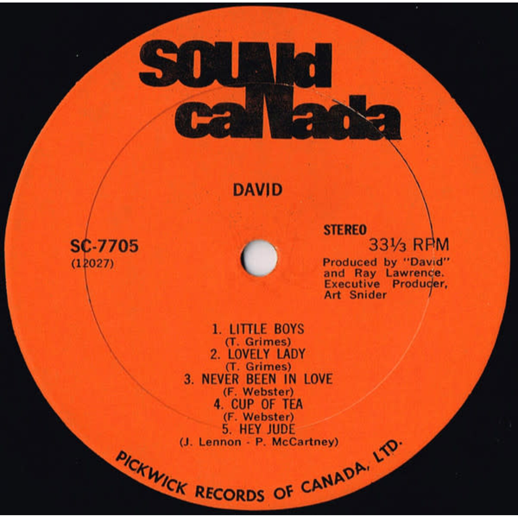 [Kollectible Vinyl] David: David (1969, Canada, VG+) [SOUND CANADA]