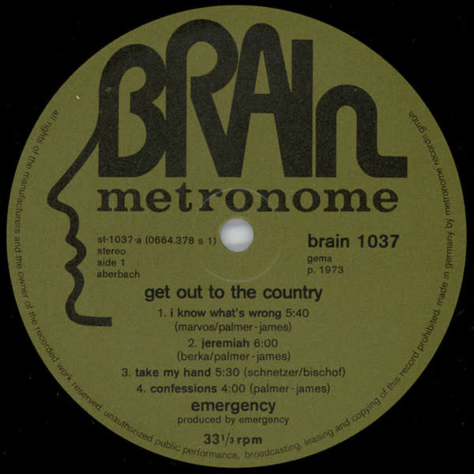 [Kollectibles] Emergency: Get Out To The Country (1973, Germany, VG+) [BRAIN]