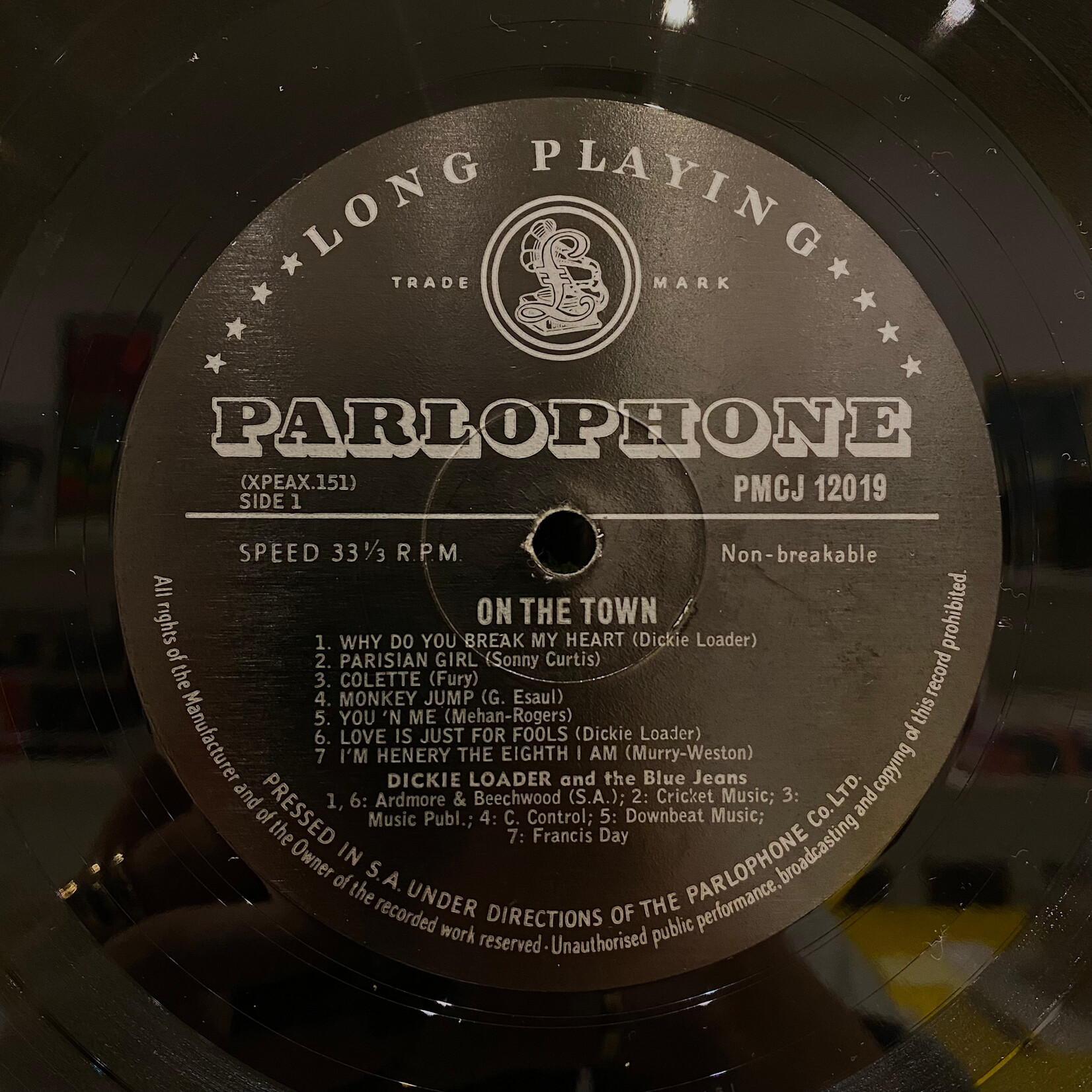 [Kollectible Vinyl] Loader, Dickie & The Blue Jeans: On The Town (1963, South Africa, VG) [PARLOPHONE]