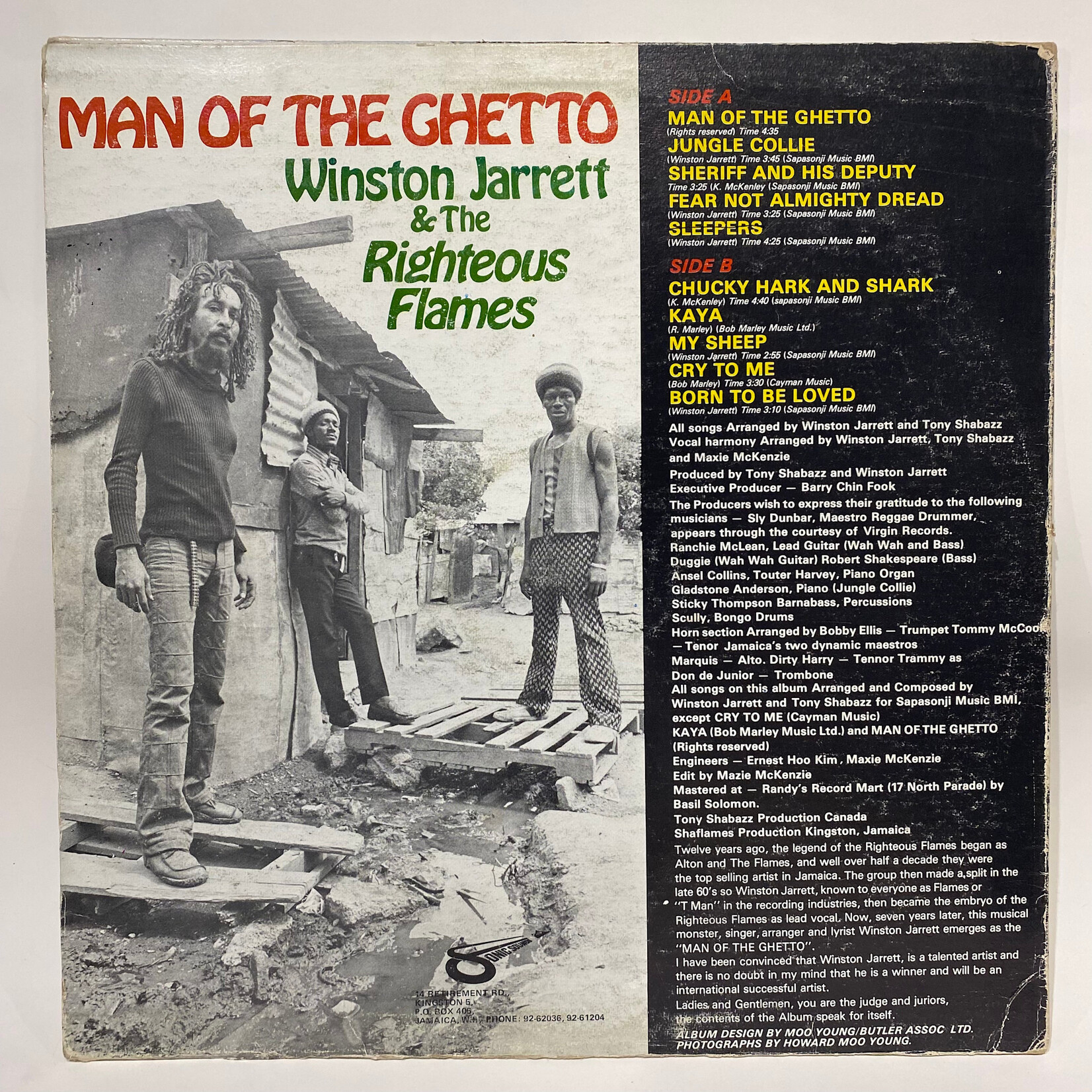 Winston Jarrett & The Righteous Flames - Man of The Ghetto (1978, Jamaica, VG+)