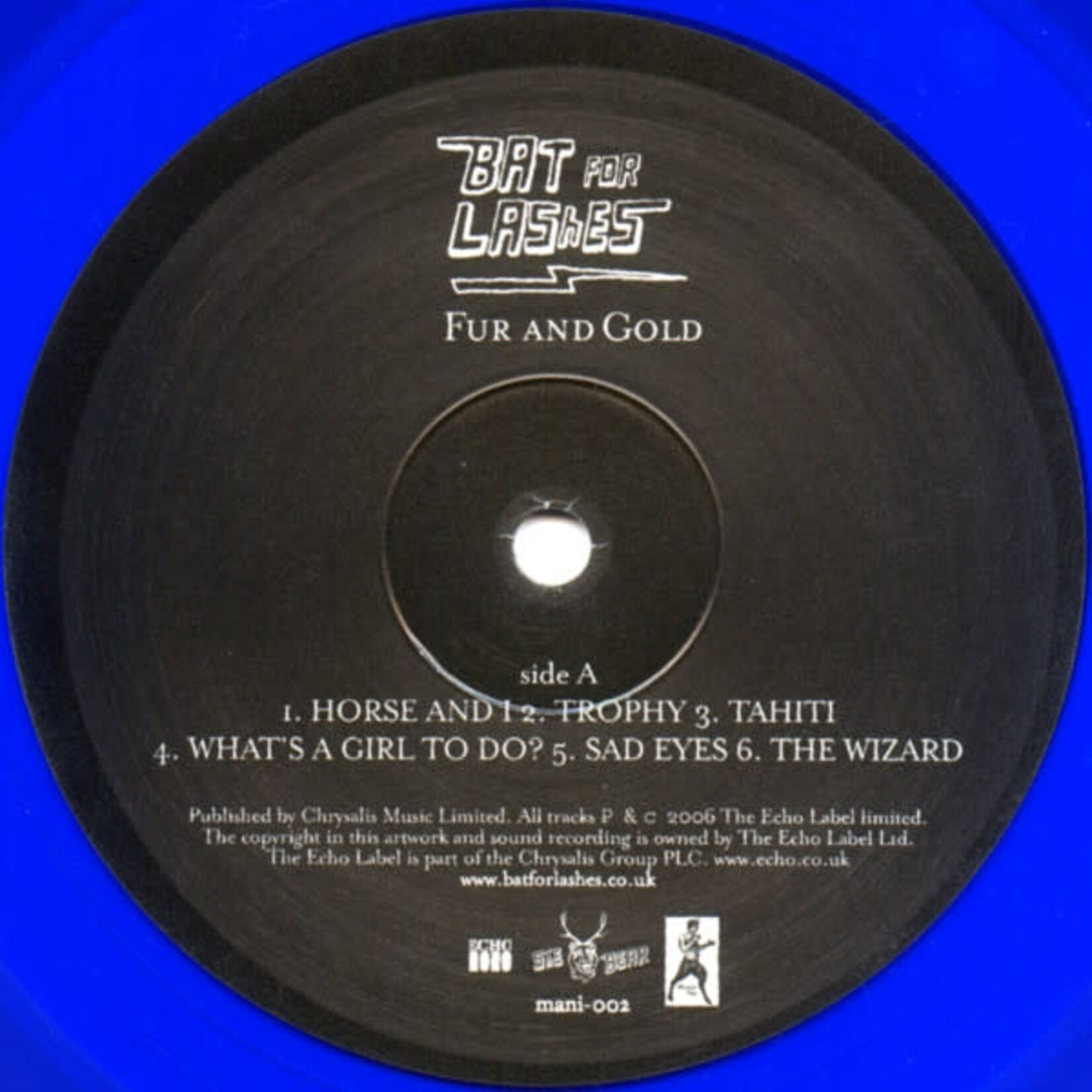 [Kollectible Vinyl] Bat For Lashes: Fur And Gold (2007, USA, LTD ED Blue Wax, Numbered, VG+) [MANIMAL]