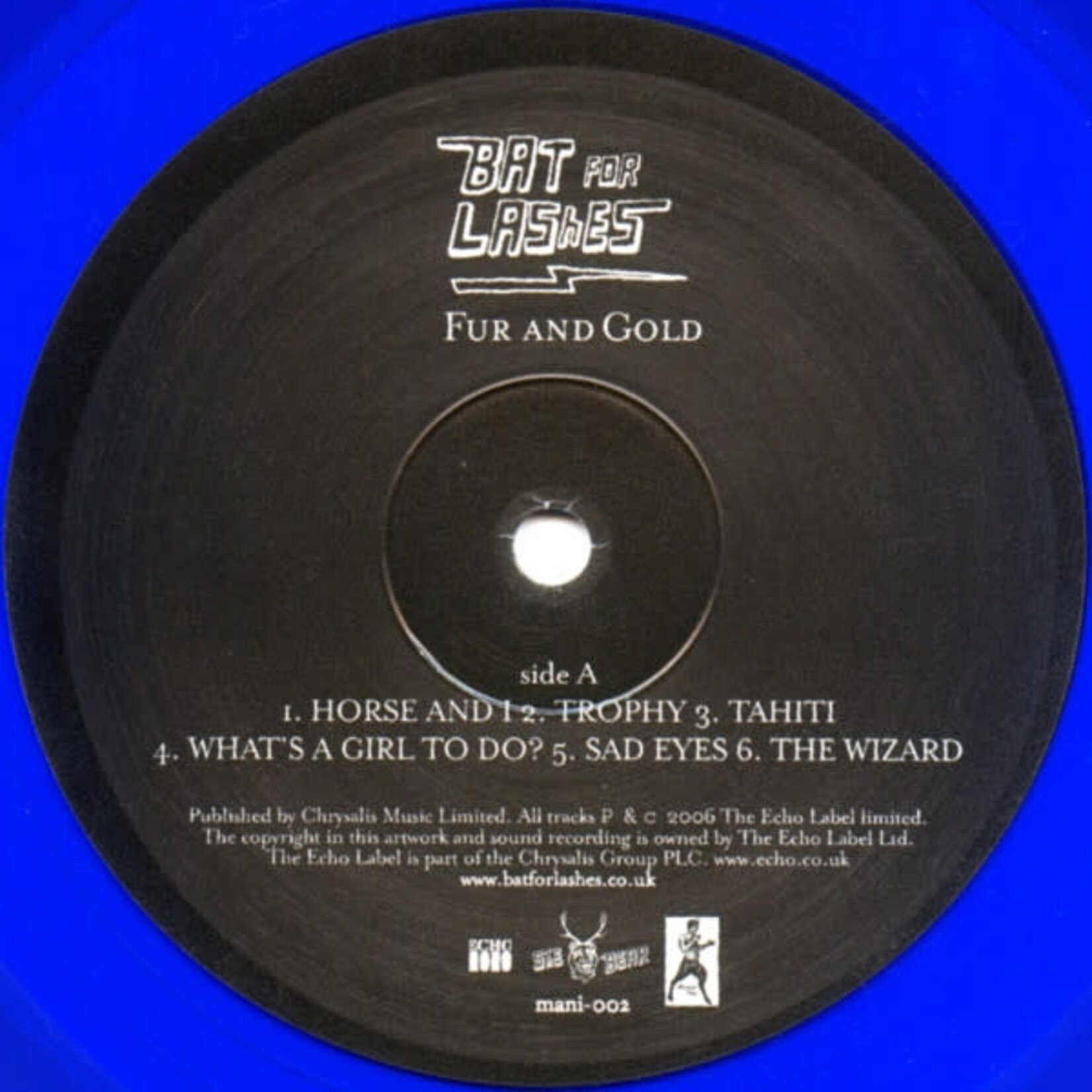 [Kollectibles] Bat For Lashes: Fur And Gold (2007, USA, LTD ED Blue Wax, Numbered, VG+) [MANIMAL]