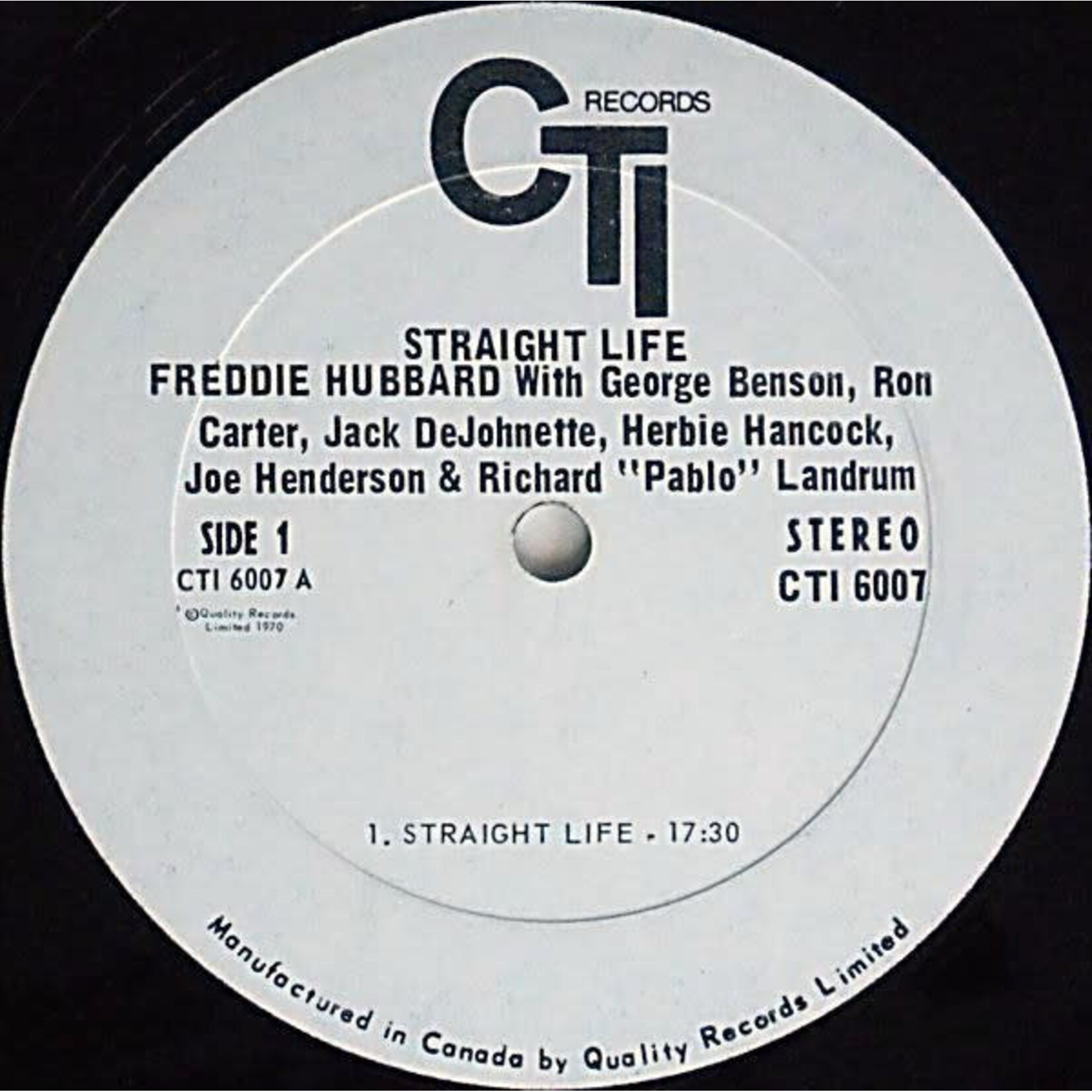 [Kollectible Vinyl] Hubbard, Freddie: Straight Life (1970, Canada, VG+) [CTI]