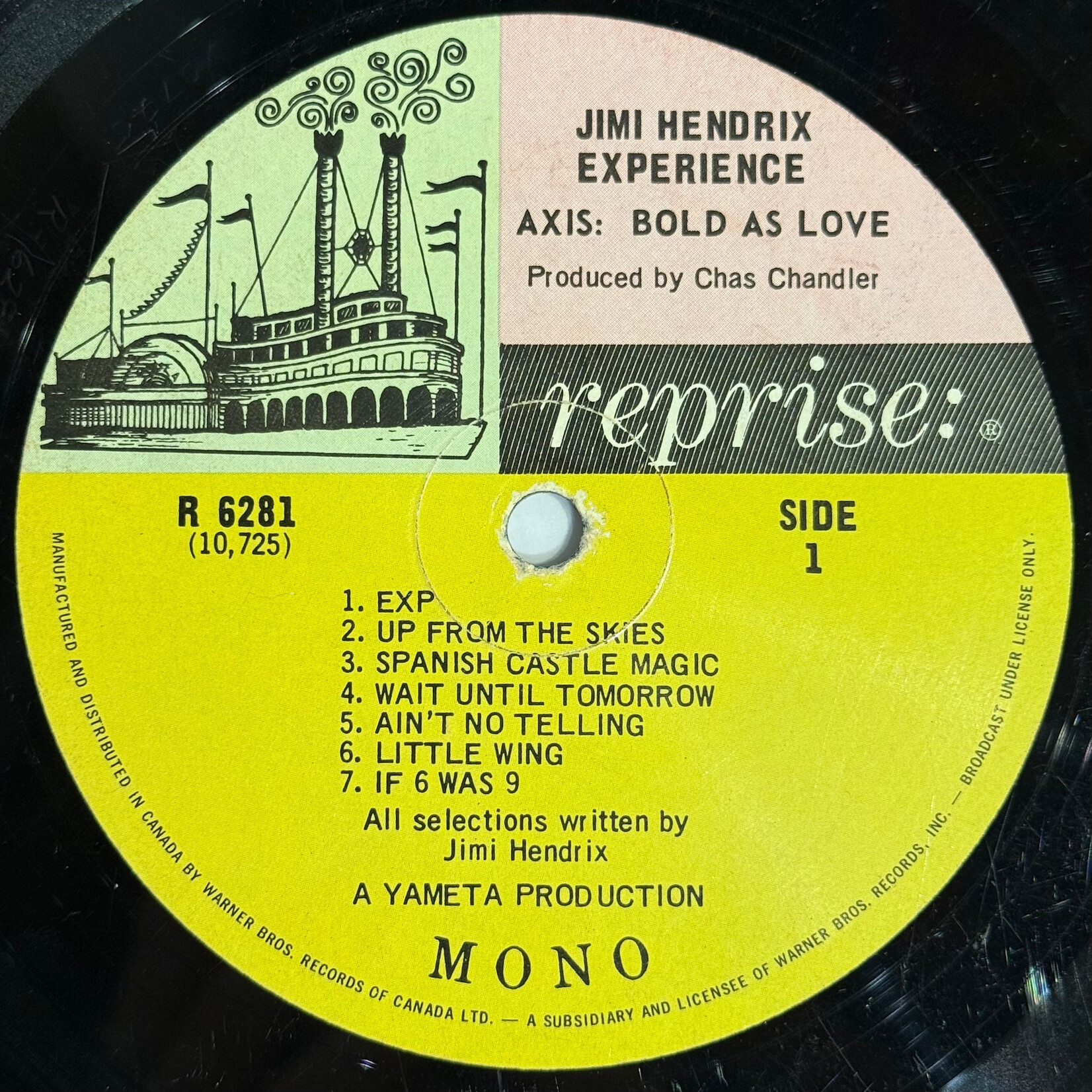 [Kollectible Vinyl] Hendrix, Jimi Experience: Axis Bold As Love (1968, Canada, Late Mono Press, G+) [REPRISE]