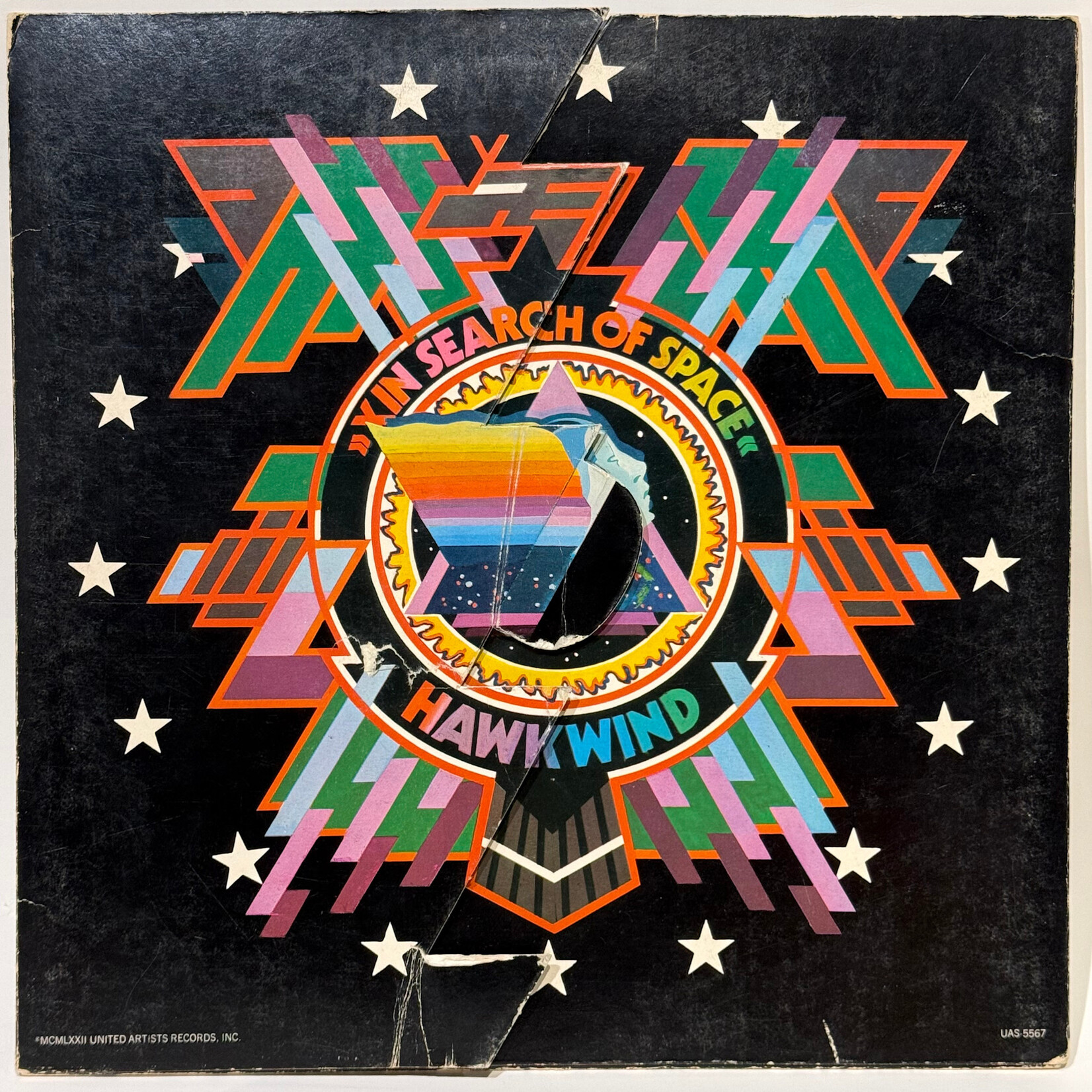[Kollectible Vinyl] Hawkwind: X In Search Of Space (1973, USA, w/ Booklet & Die-Cut Cover, Disc VG+) [UNITED ARTISTS]