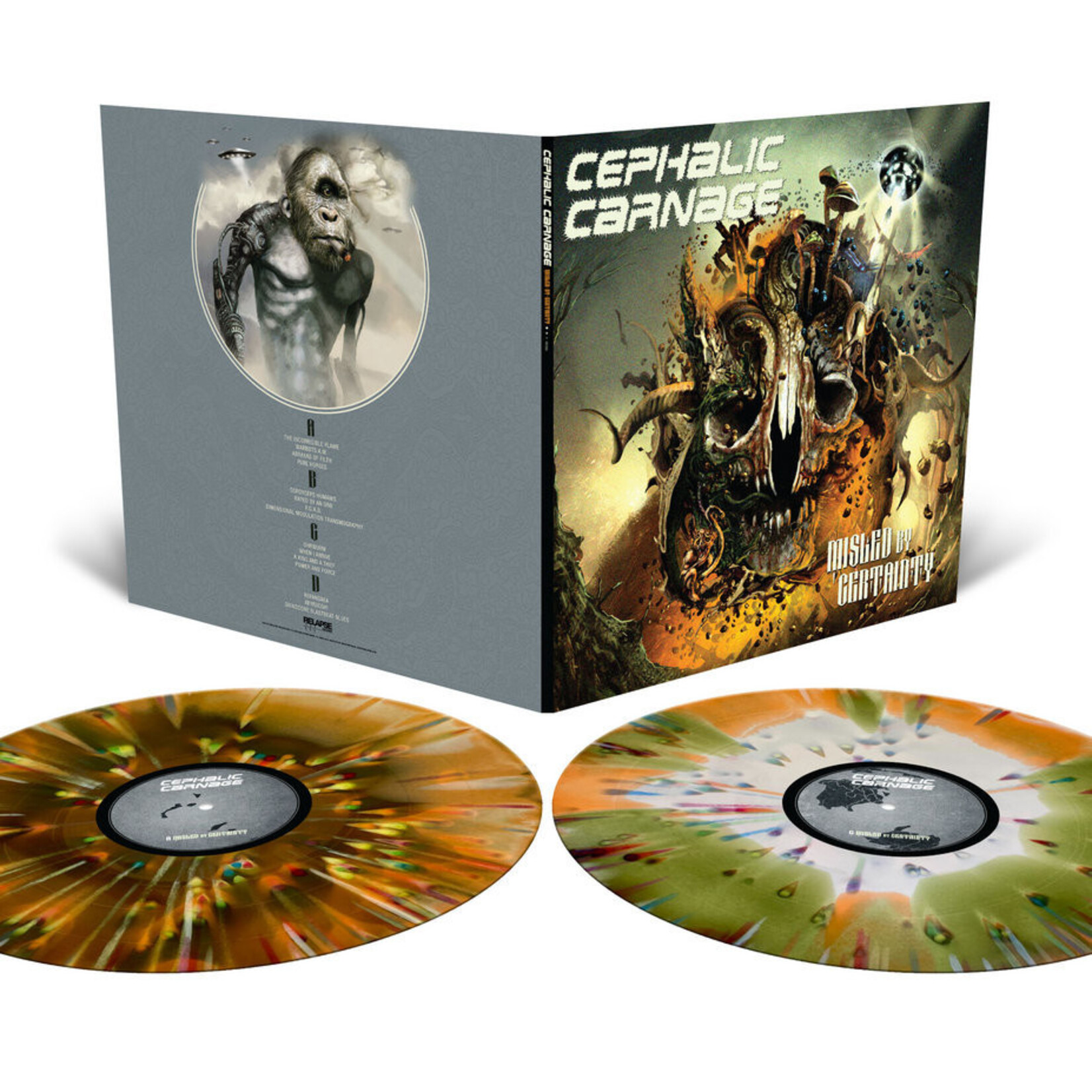 [New Vinyl] Cephalic Carnage: Misled By Certainty (2LP tri-color merge with splatter vinyl) [RELAPSE]