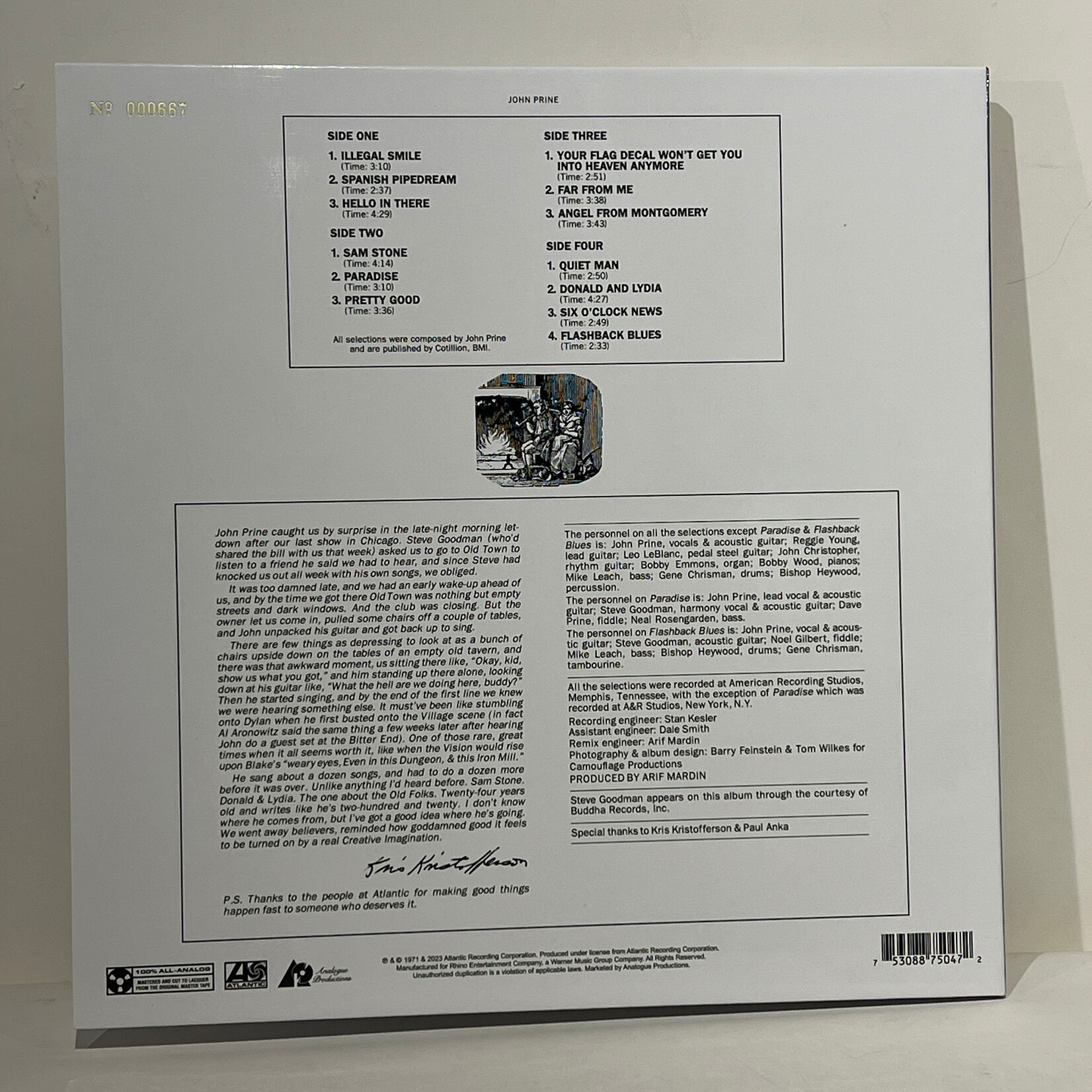 [Kollectibles] Prine, John: Self-titled (2023, USA, 2x12"45 RPM) [ATLANTIC]