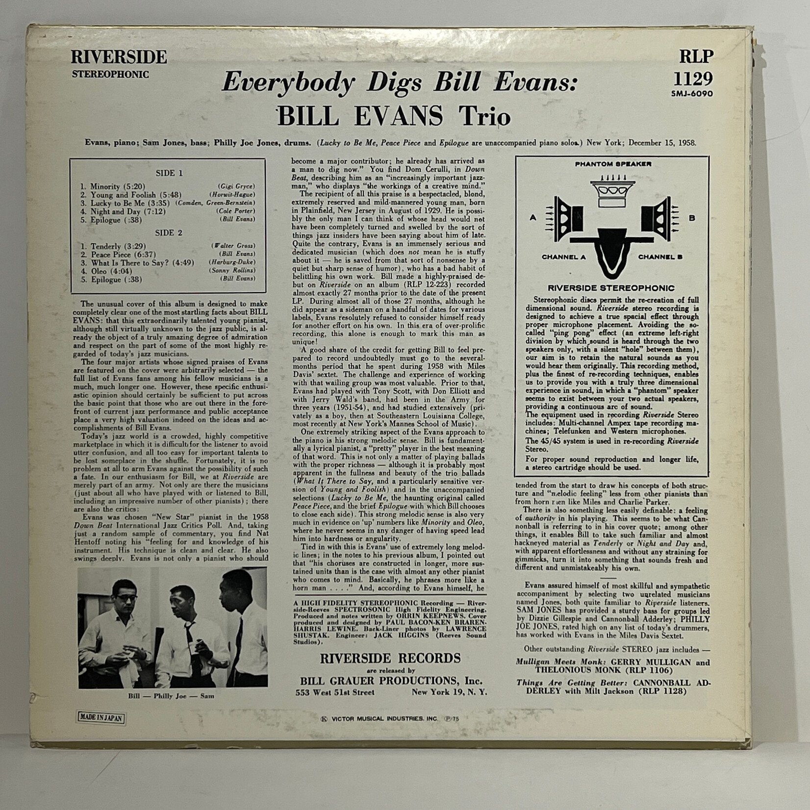 [Kollectibles] Bill Evans Trio: Everybody Digs Bill Evans (1975, Japan, w/insert, Disc Ex) [RIVERSIDE]