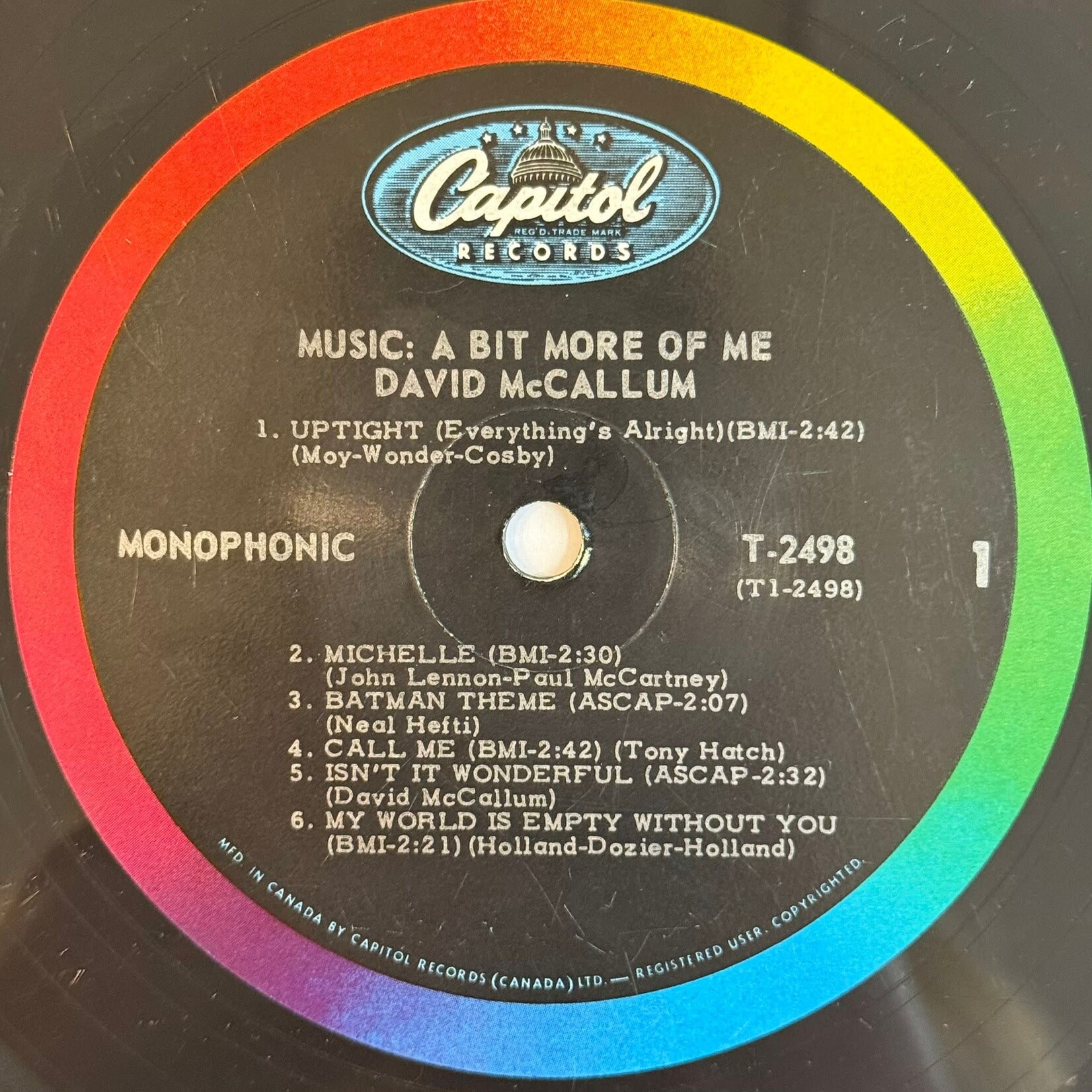 [Kollectibles] McCallum, David: Music: A Bit More Of Me (1967, Canada, VG) [CAPITOL]