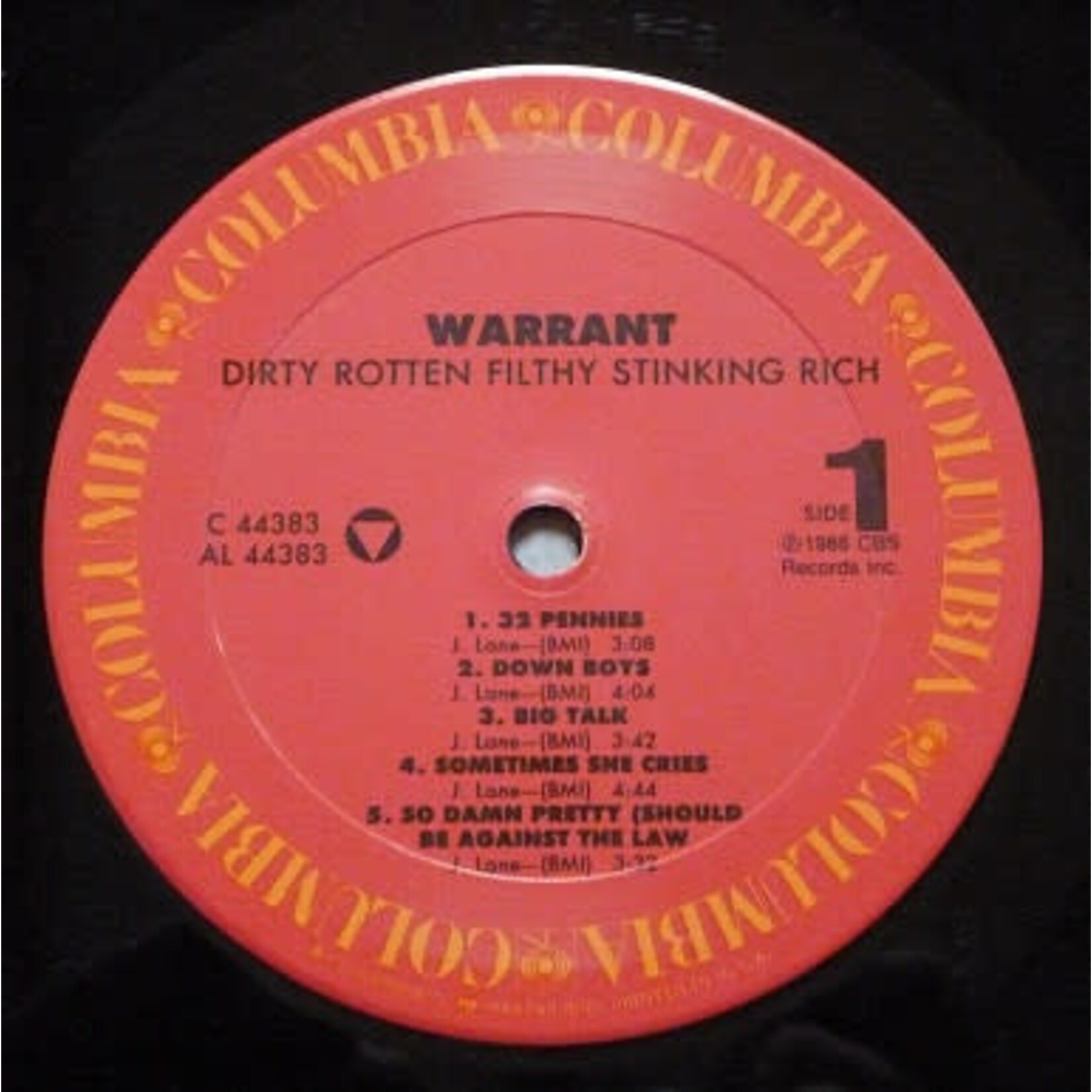 [Kollectible Vinyl] Warrant: Dirty Rotten Filthy Stinking Rich (1989, USA, VG+) [COLUMBIA]