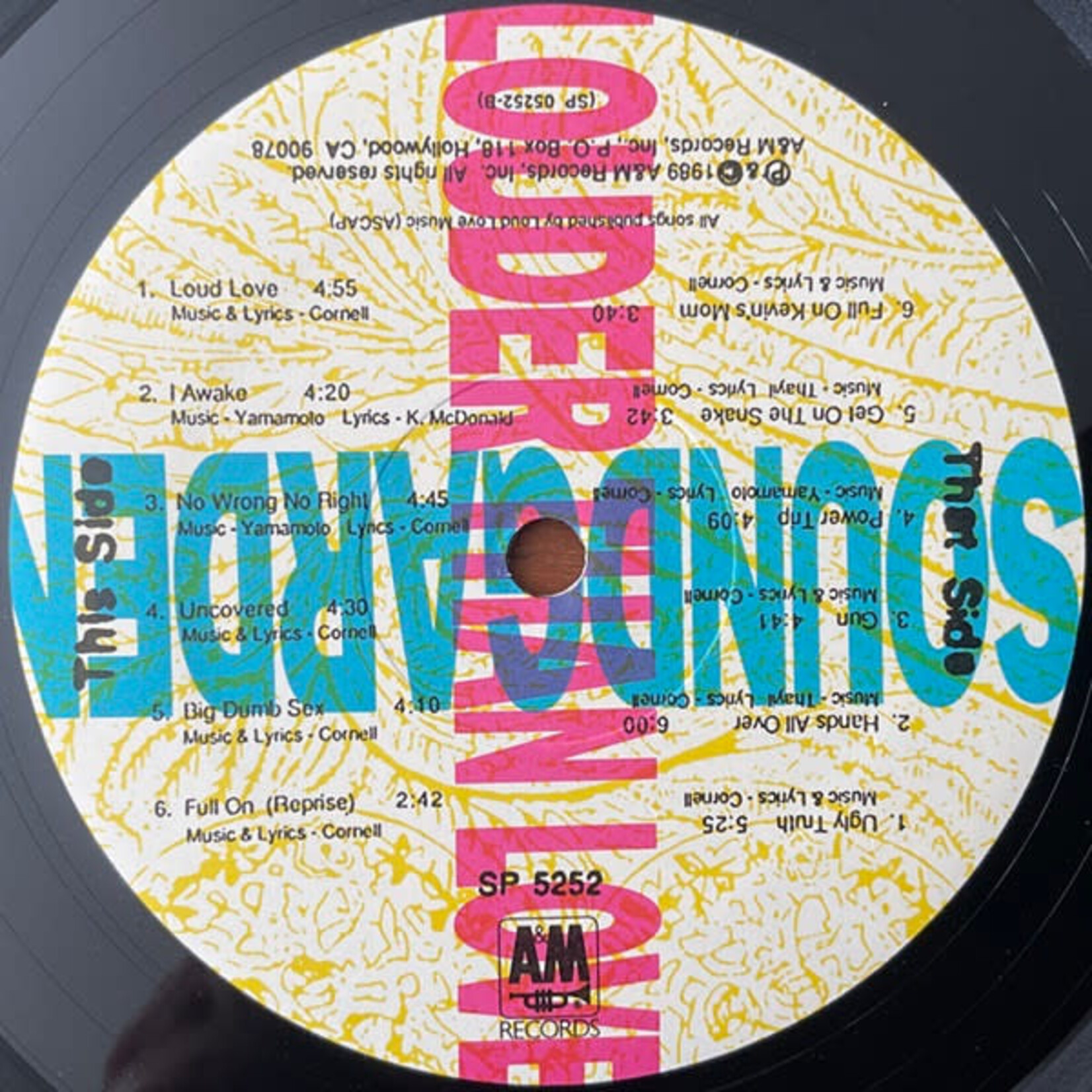 [Kollectible Vinyl] Soundgarden: Louder Than Love (1989, USA, VG+) [A&M]