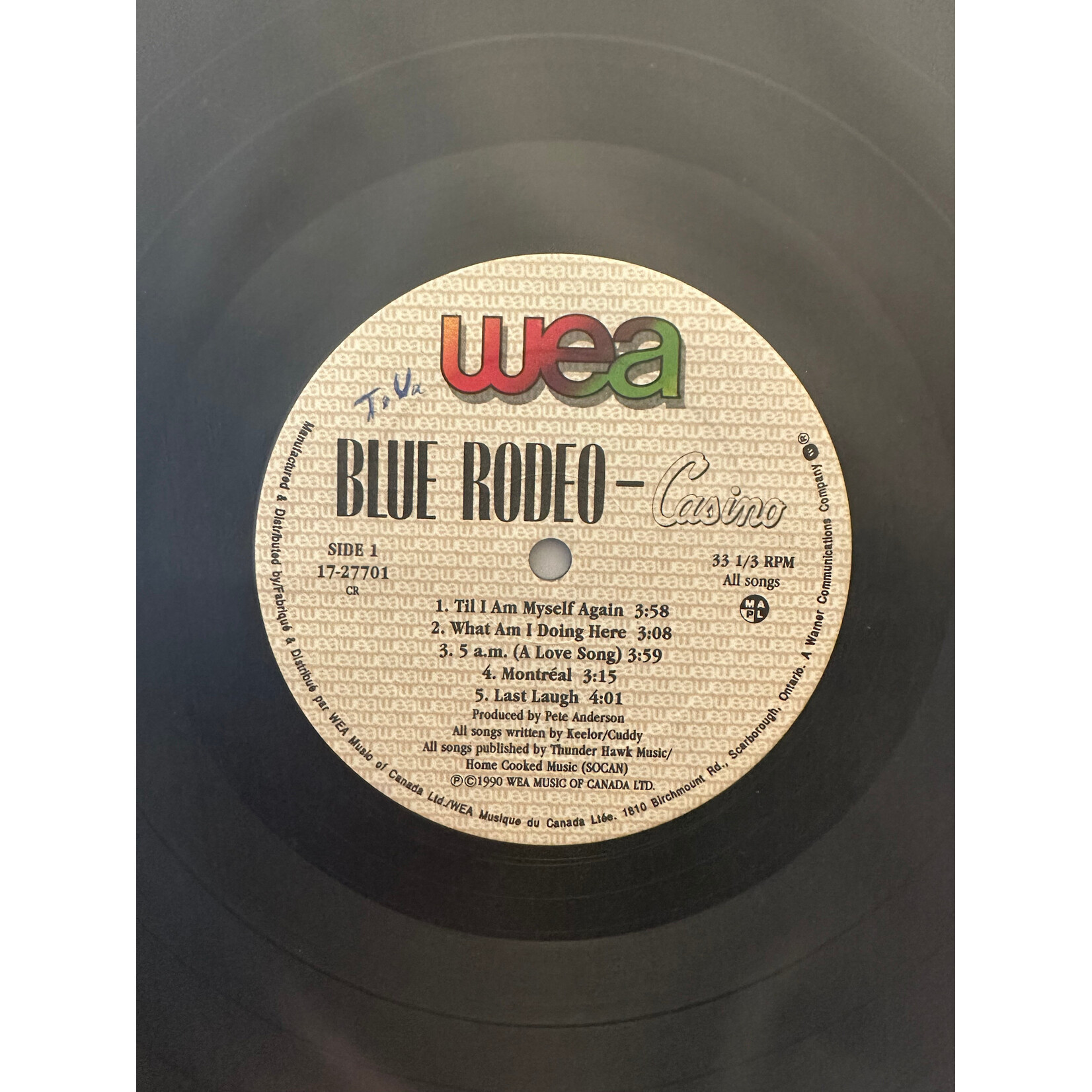 [Nick's Disk Pics] Blue Rodeo: Casino (1990, Canada, EX) [WEA]