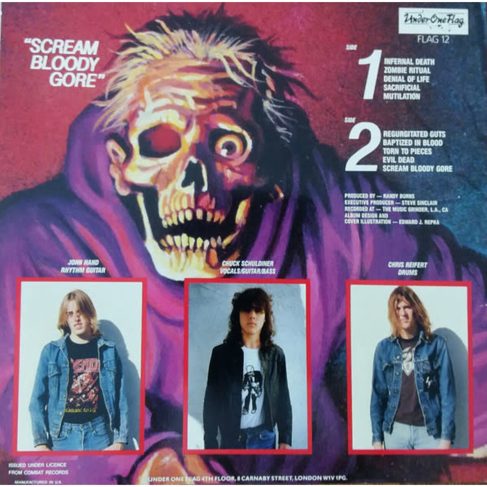 [Kollectible Vinyl] Death: Scream Bloody Gore (1987, UK, w/ Inner, Ex) [UNDER ONE FLAG]