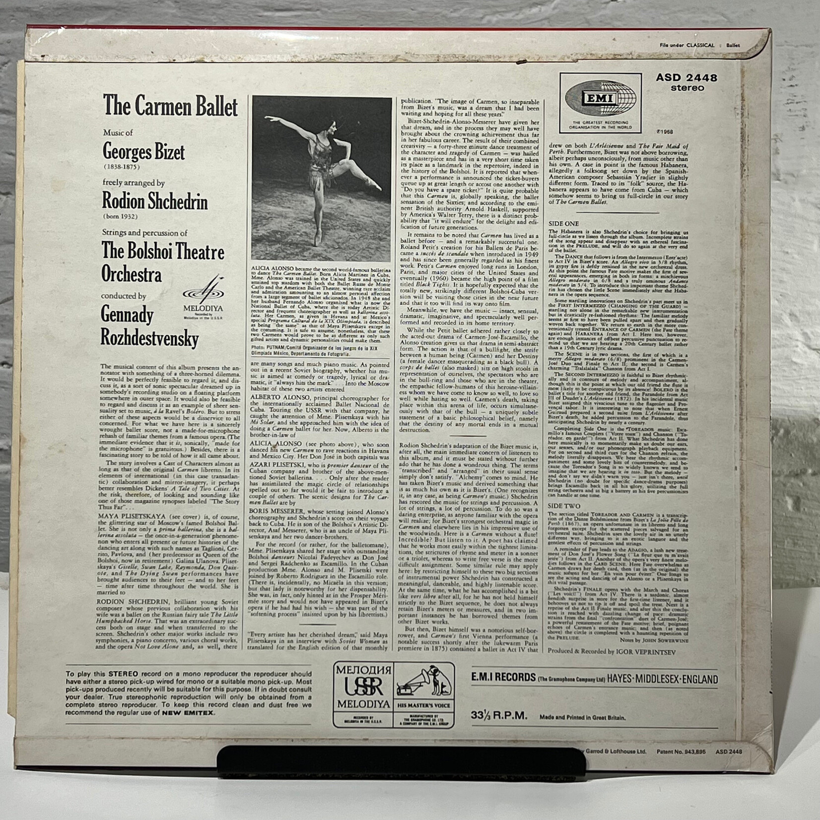 [Kollectible Vinyl] Bizet - Shchedrin: The Carmen Ballet (1969, UK, Bolshoi  Ballet Recording, VG+) [MELODIYA]