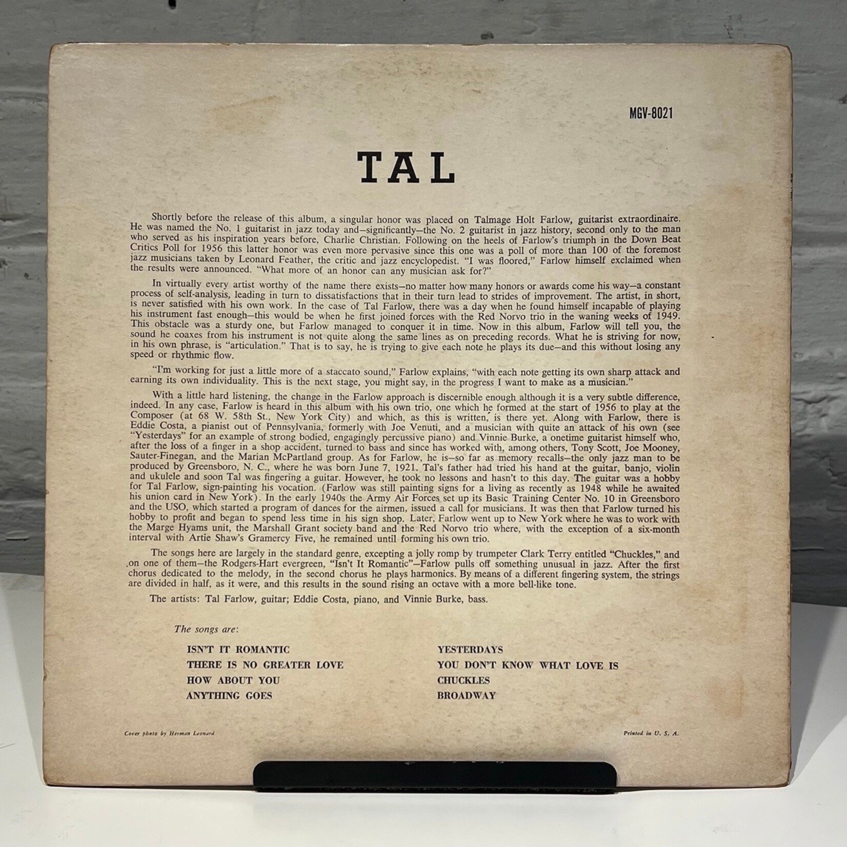 [Kollectible Vinyl] Tal: Self-titled (Deep Groove, Verve Trumpeter, USA, 1957, G+, Skips during 1st 30sec) [CLEF SERIES]