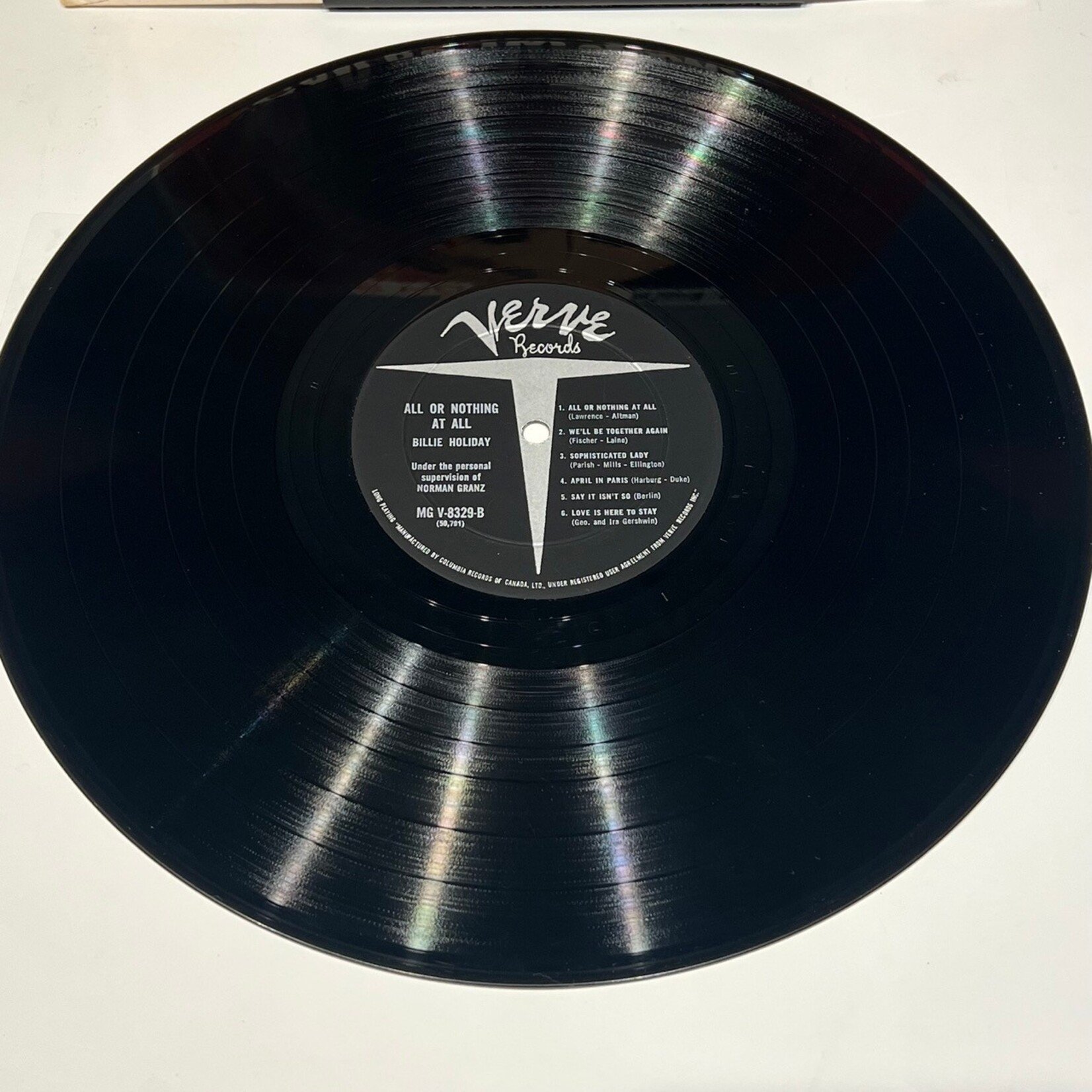 [Kollectible Vinyl] Holiday, Billie: All or Nothing at All (CANADA, 1959, VG) [VERVE]