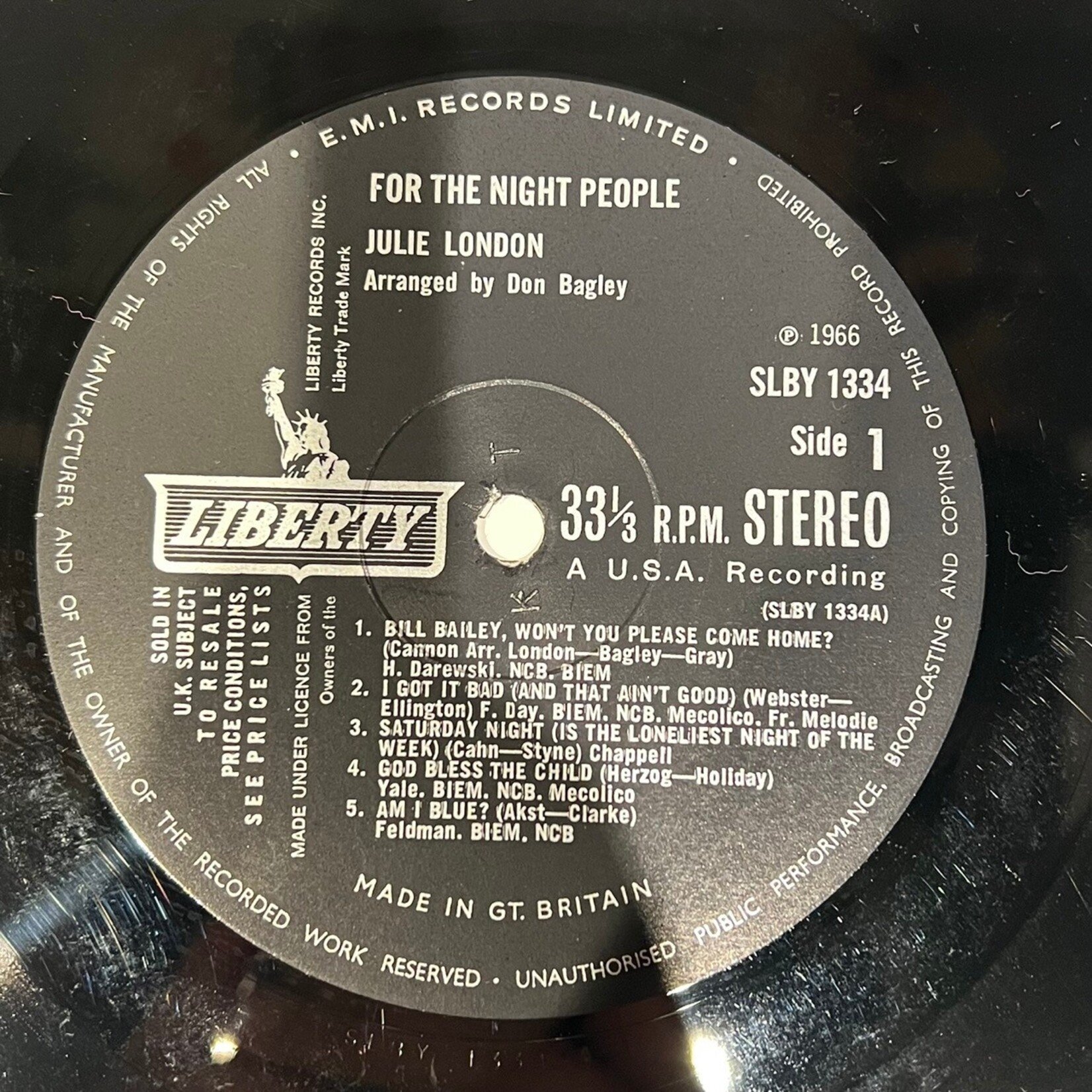 [Kollectible Vinyl] London, Julie: For The Night People (Vocal Jazz, UK, 1966, VG) [LIBERTY]