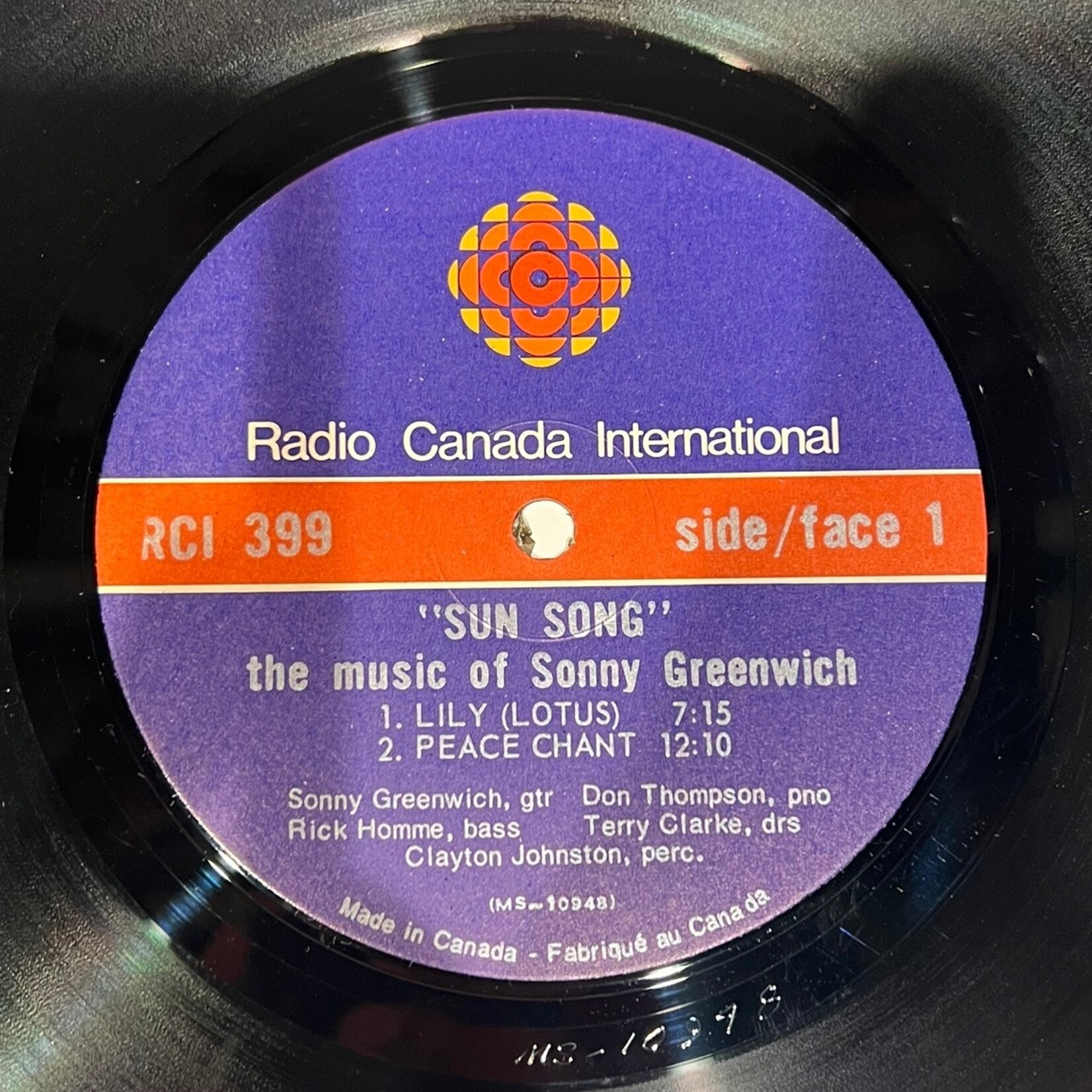 [Kollectible Vinyl] Greenwich, Sonny: Sun Song (The Music of Sonny Greenwich) (CANADA, 1970's, VG+) [CBC]