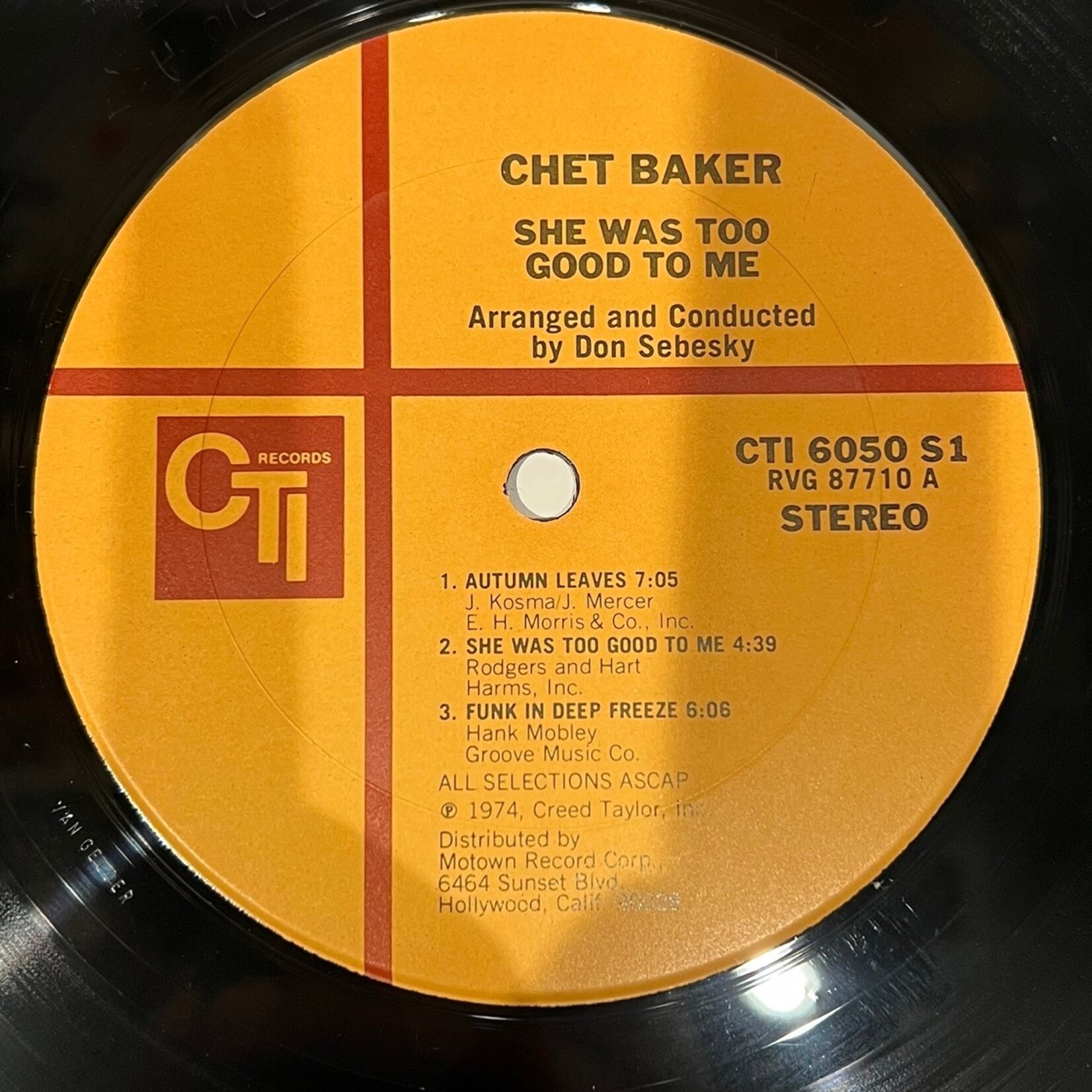 [Kollectible Vinyl] Baker, Chet: She Was Too Good To Me (USA, 1974, VG+) [CTI]