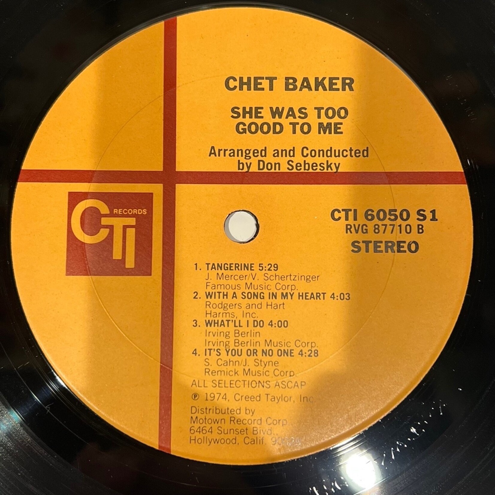 [Kollectible Vinyl] Baker, Chet: She Was Too Good To Me (USA, 1974, VG+) [CTI]