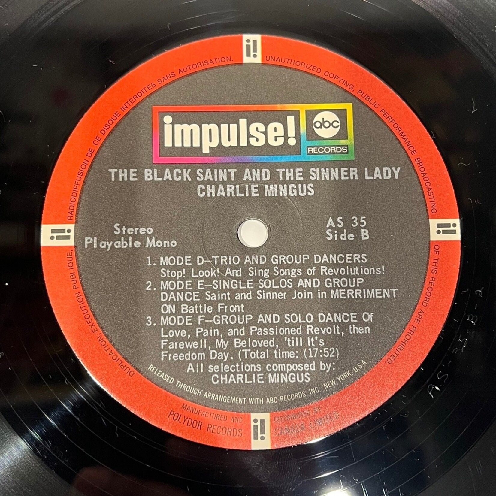 [Kollectible Vinyl] Mingus, Charlie: The Black Saint and the Sinner Lady (CANADA, 1970s, VG+) [IMPULSE]