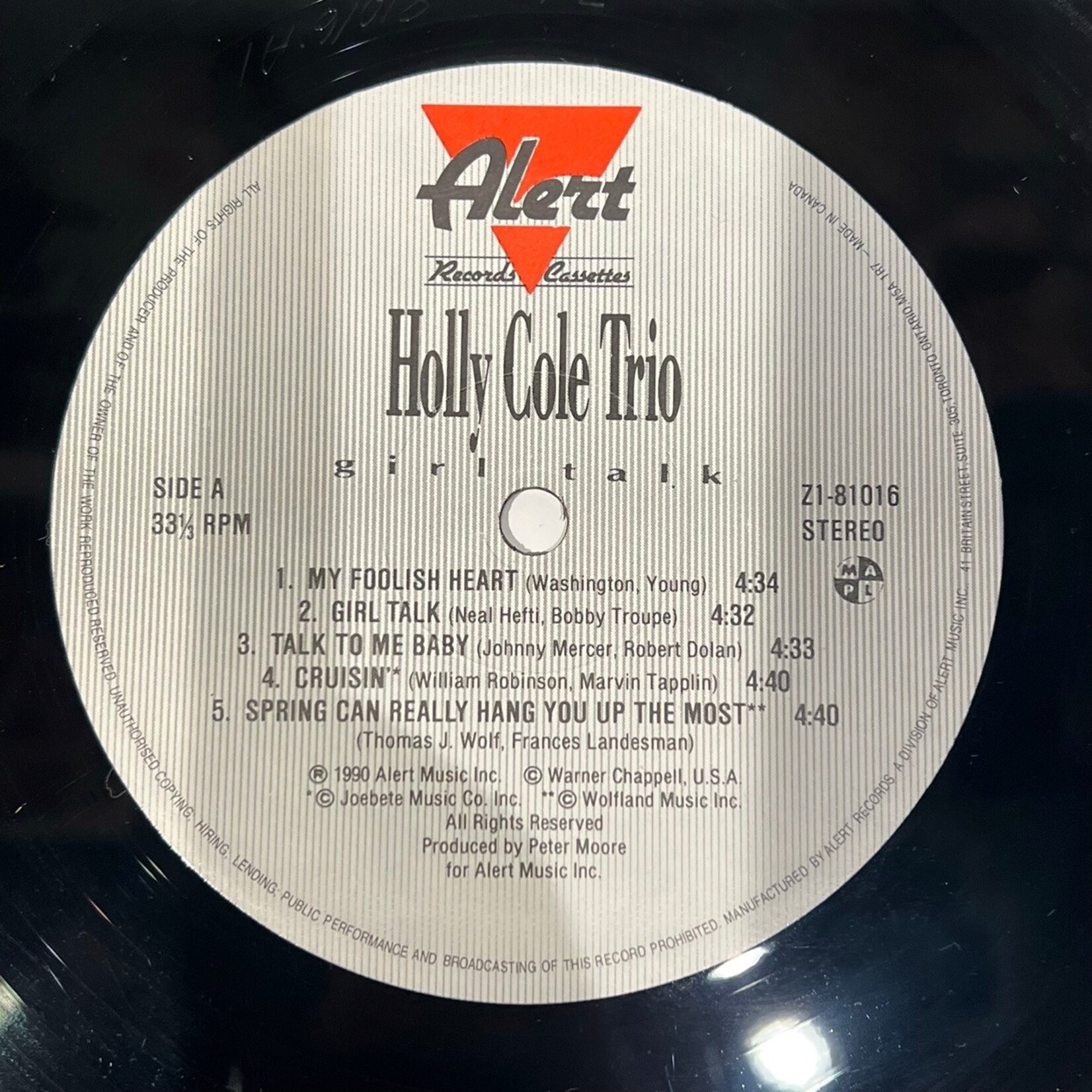 [Kollectible Vinyl] Cole, Holly Trio: Girl Talk (Vocal, CANADA, 1990, VG+) [ALERT]