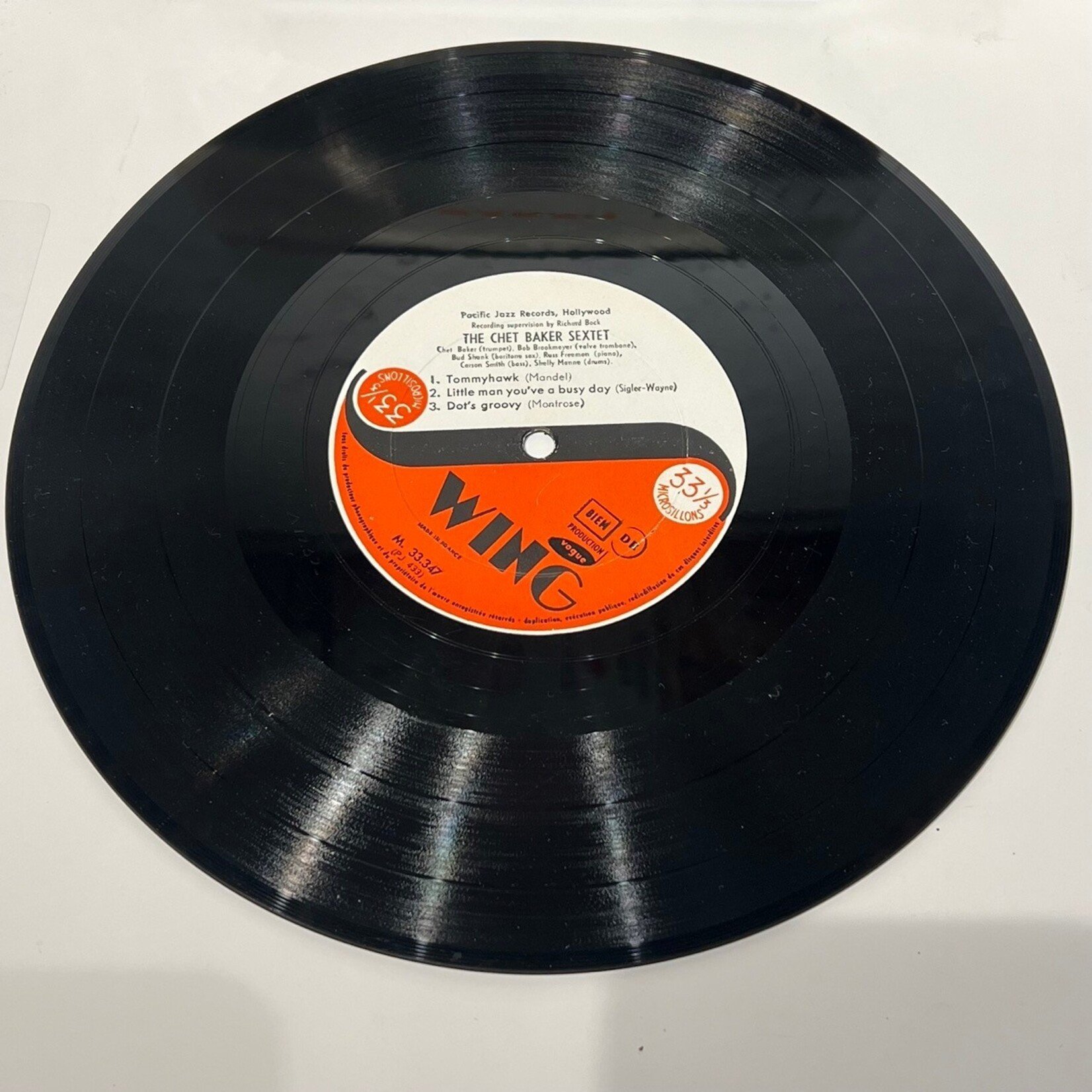 [Kollectible Vinyl] Baker, Chet Sextet: Self-Titled (FRANCE, 1954, VG) [PACIFIC JAZZ]