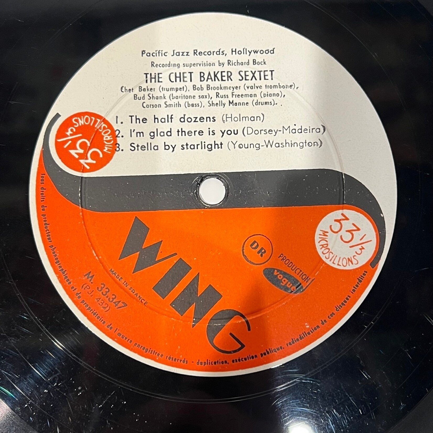 [Kollectible Vinyl] Baker, Chet Sextet: Self-Titled (FRANCE, 1954, VG) [PACIFIC JAZZ]