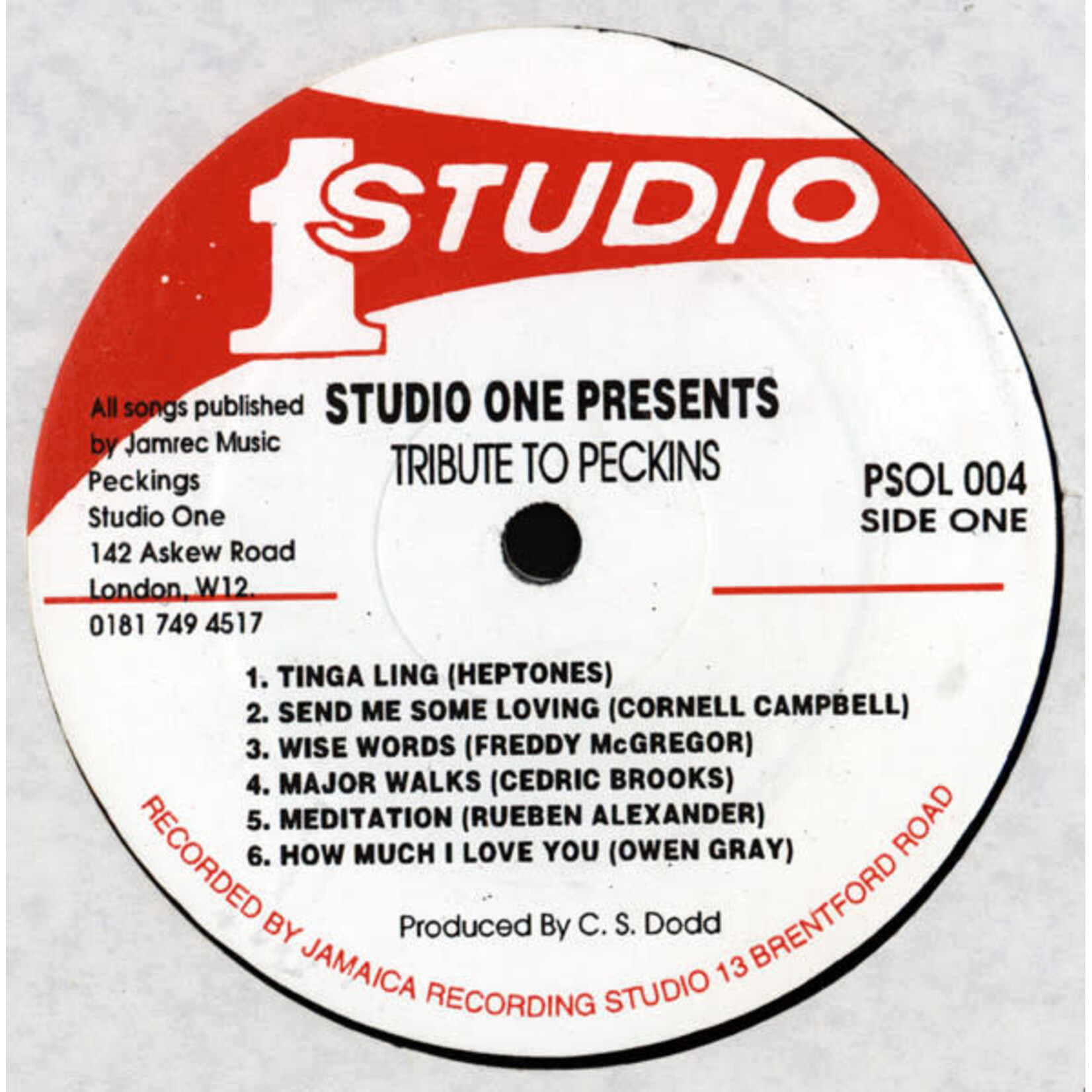 [Kollectible Vinyl] V/A: Studio 1 Presents Tribute To Peckings (1995, UK, Comp, Disc VG+) [STUDIO ONE]