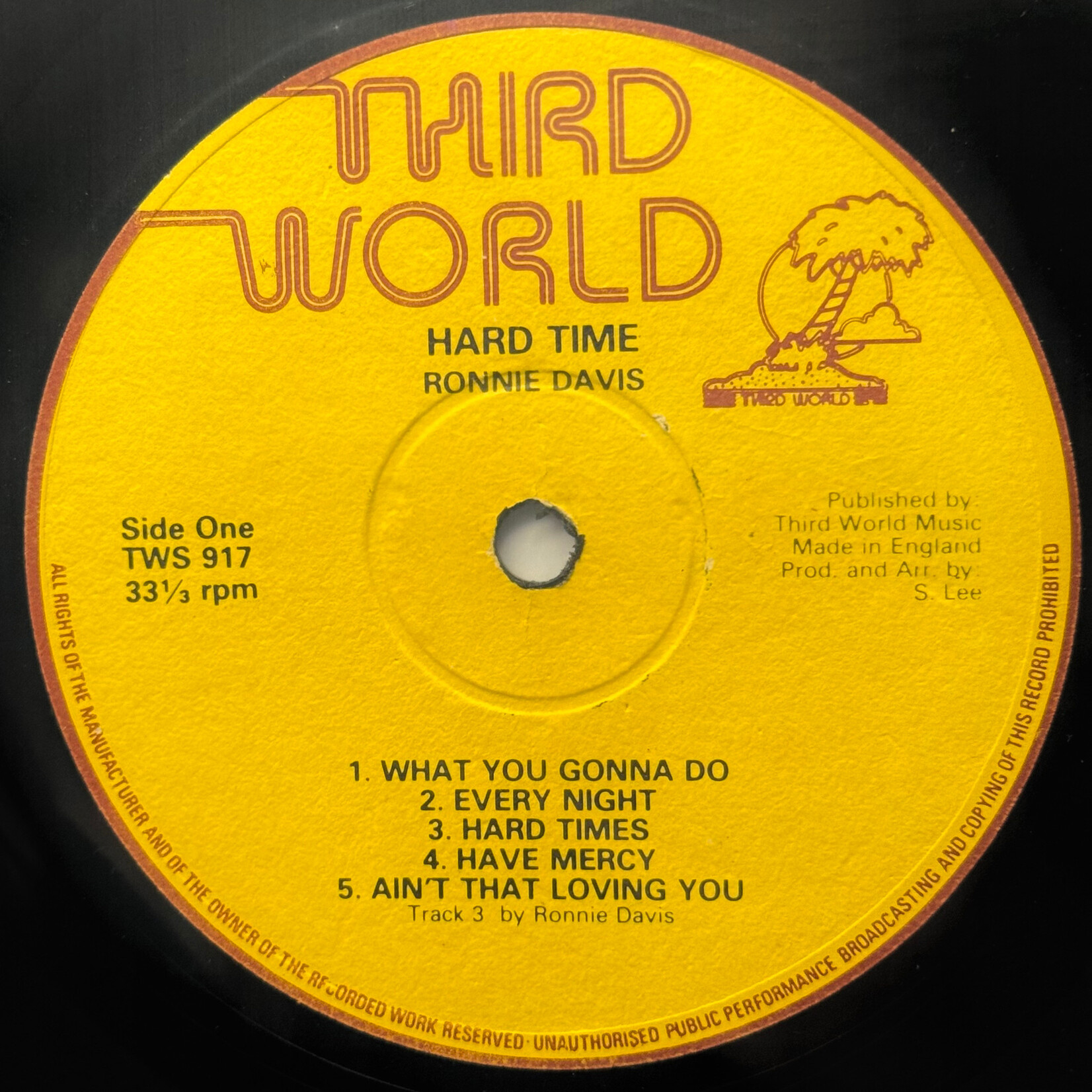 [Kollectible Vinyl] Davis, Ronnie: Hard Times (1977, UK, VG) [THIRD WORLD]