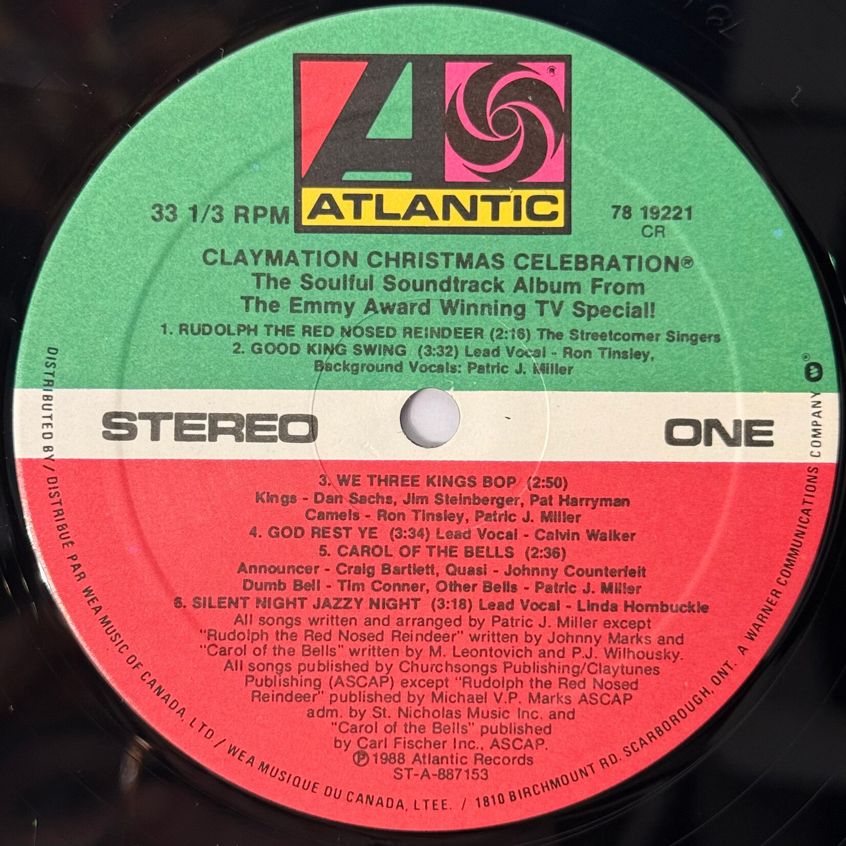 [Kollectible Vinyl] V/A: Claymation Christmas Celebration - The Soulful Soundtrack Album From The Emmy Award Winning TV Special! (1988, Canada, VG+) [ATLANTIC]