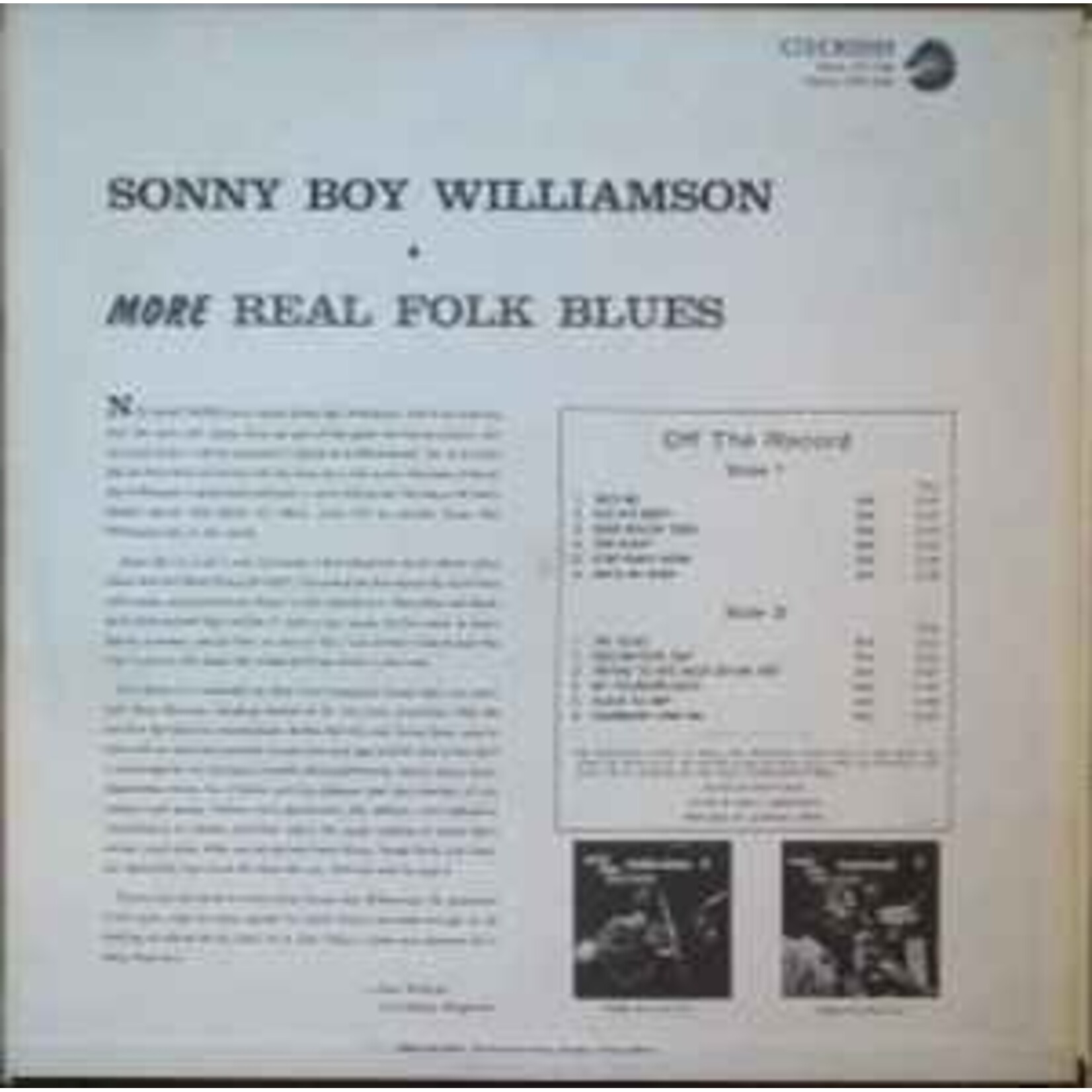 [Kollectible Vinyl] Williamson, Sonny Boy: More Real Folk Blues (Mono Promotional Copy, 1967, USA, VG+) [CHESS]