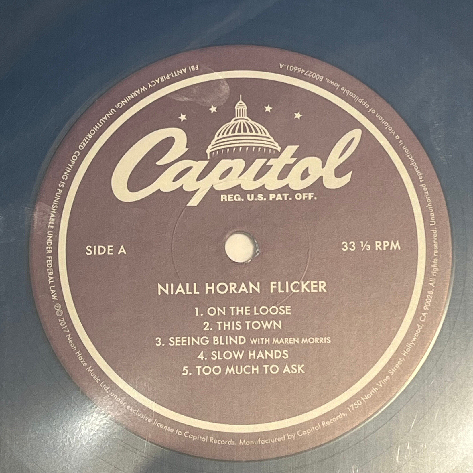 [Kollectible Vinyl] Horan, Niall: Flicker (2017, USA, Blue Wax, Disc VG) [CAPITOL]