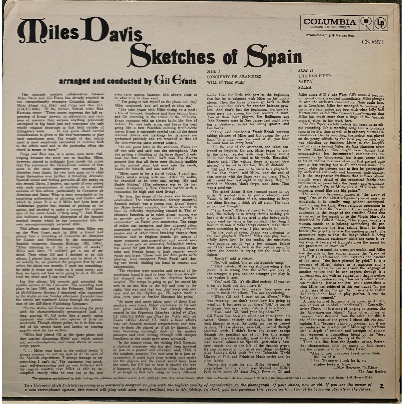 [Kollectible Vinyl] Davis, Miles: Sketches Of Spain (1960, Canada, Stereo, VG+) [COLUMBIA]