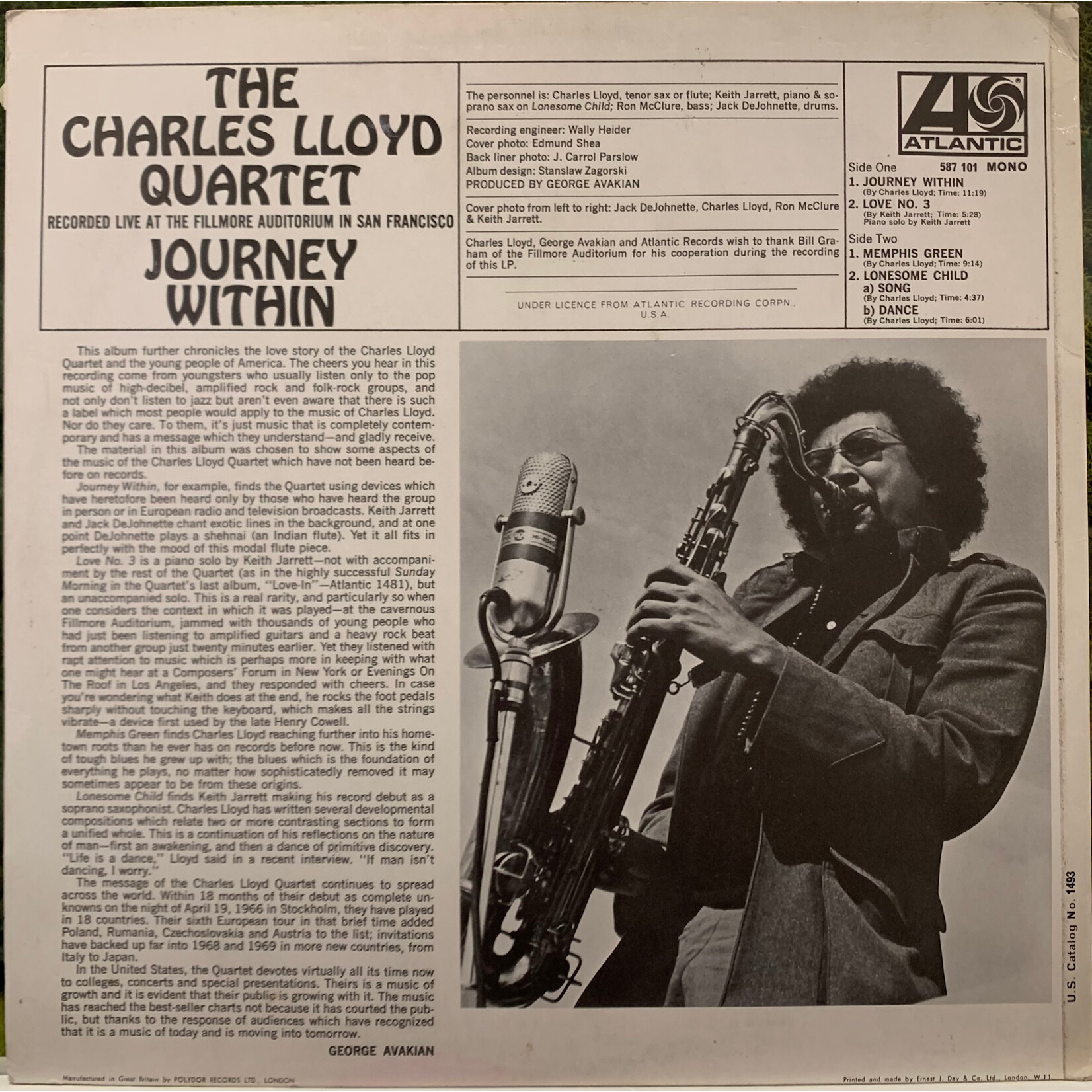 [Kollectible Vinyl] The Charles Lloyd Quartet: Journey Within (1968, UK, VG+) [ATLANTIC]