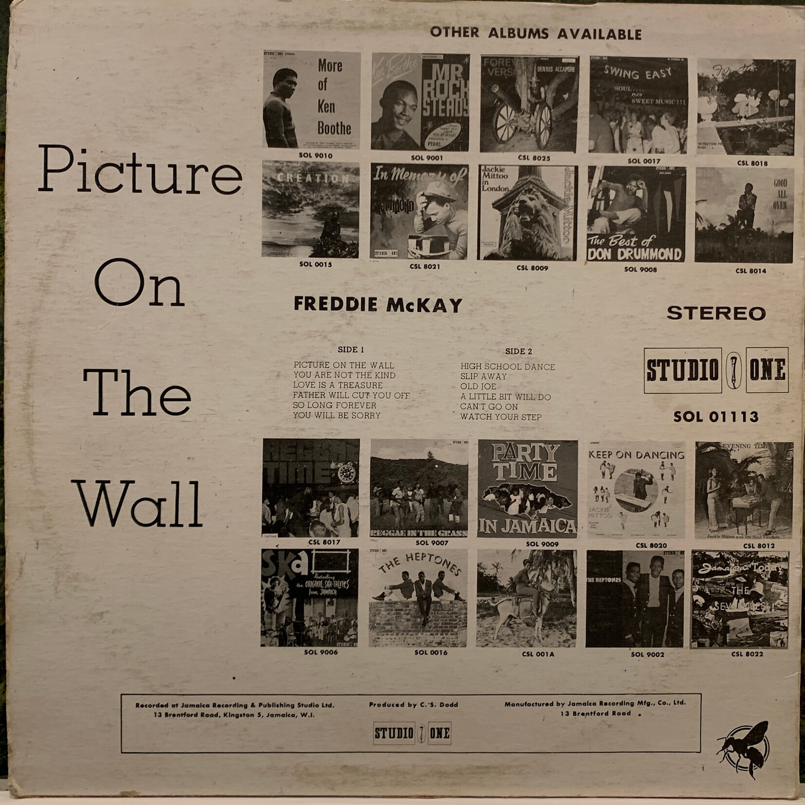 [Kollectible Vinyl] Freddie, McKay: Picture On The Wall (1971, Jamaica, VG) [STUDIO ONE]