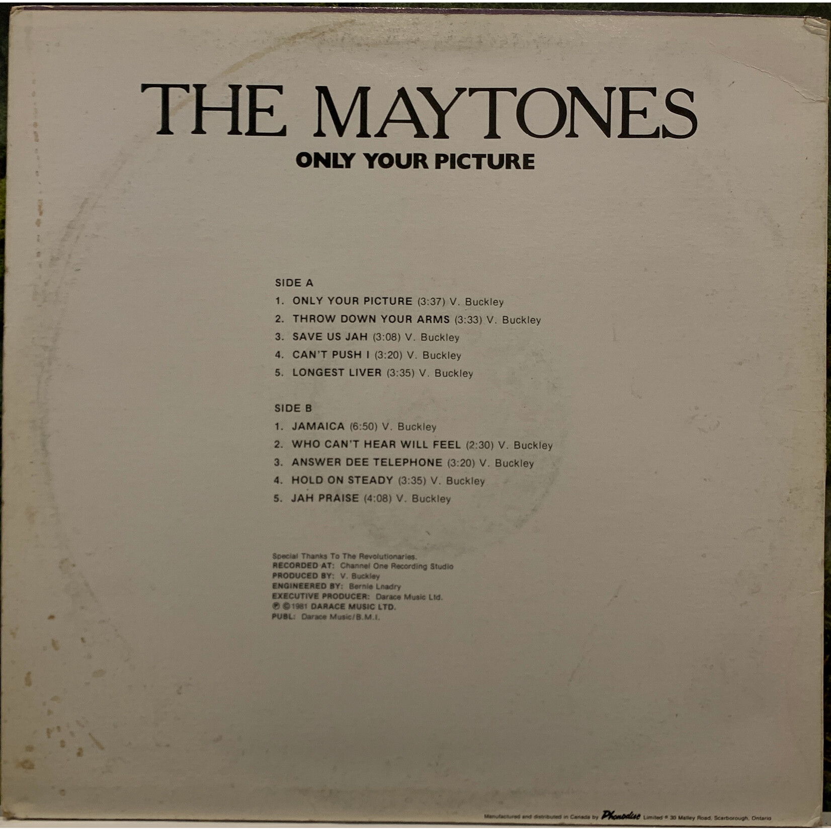 [Kollectible Vinyl] Maytones: Only Your Picture (1981, Canada, VG) [DMUSIC]