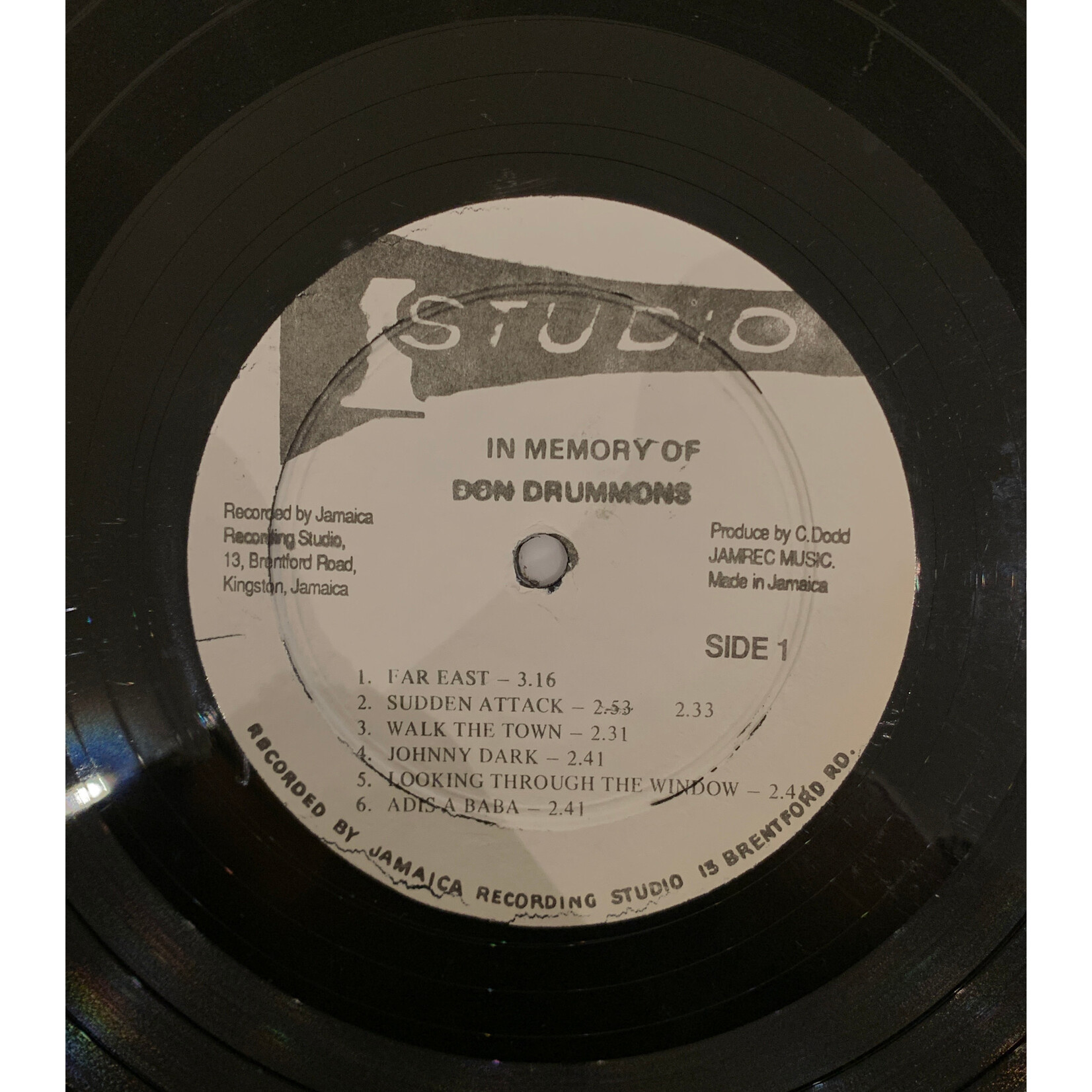 [Kollectible Vinyl] Drummond, Don: In Memory Of Don Drummond (1970, Jamaica, VG) [STUDIO ONE]