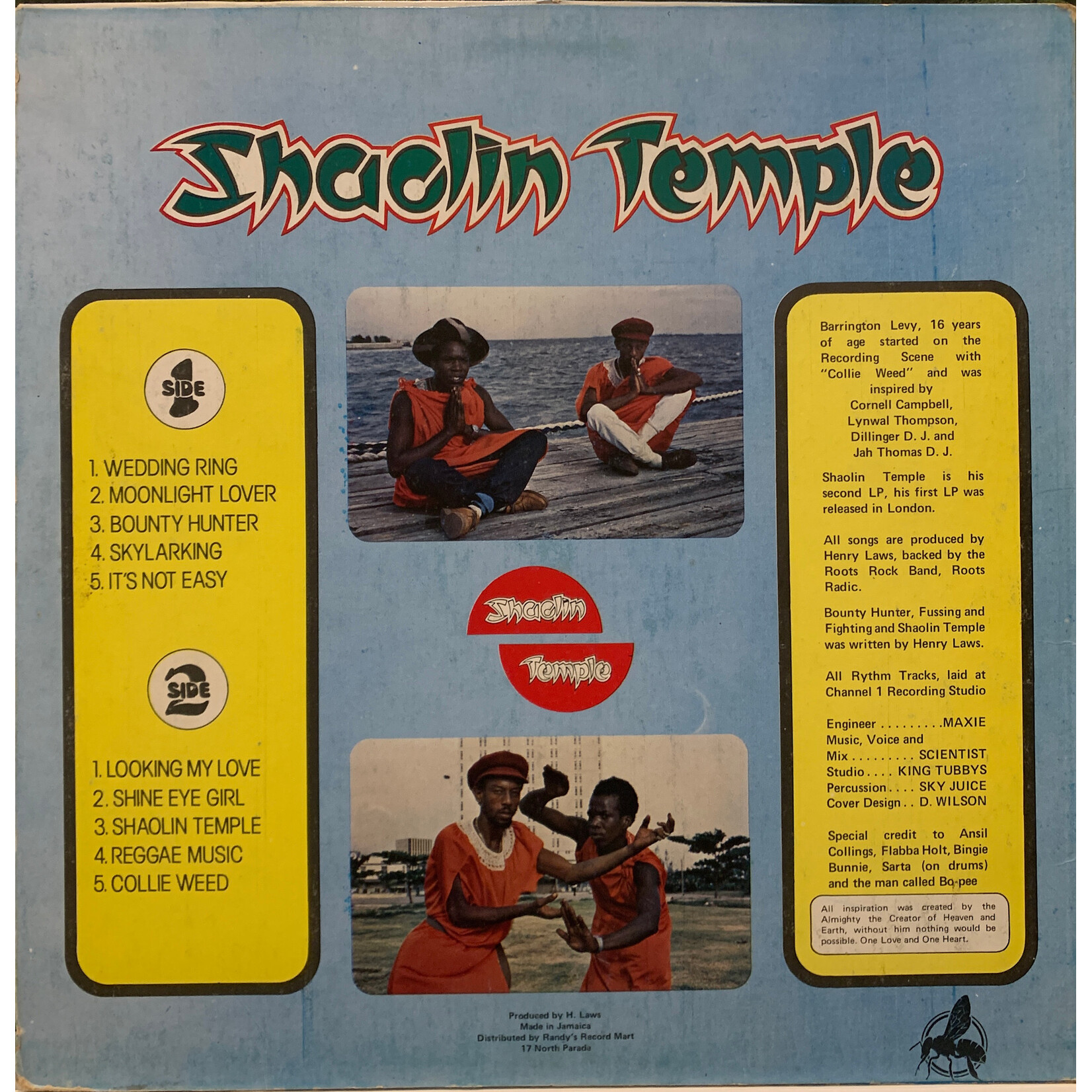 [Kollectible Vinyl] Levy, Barrington: Shaolin Temple (1979, Jamaica, Mispress with "Bounty Hunter" Track Order, VG+) [JAH GUIDANCE]