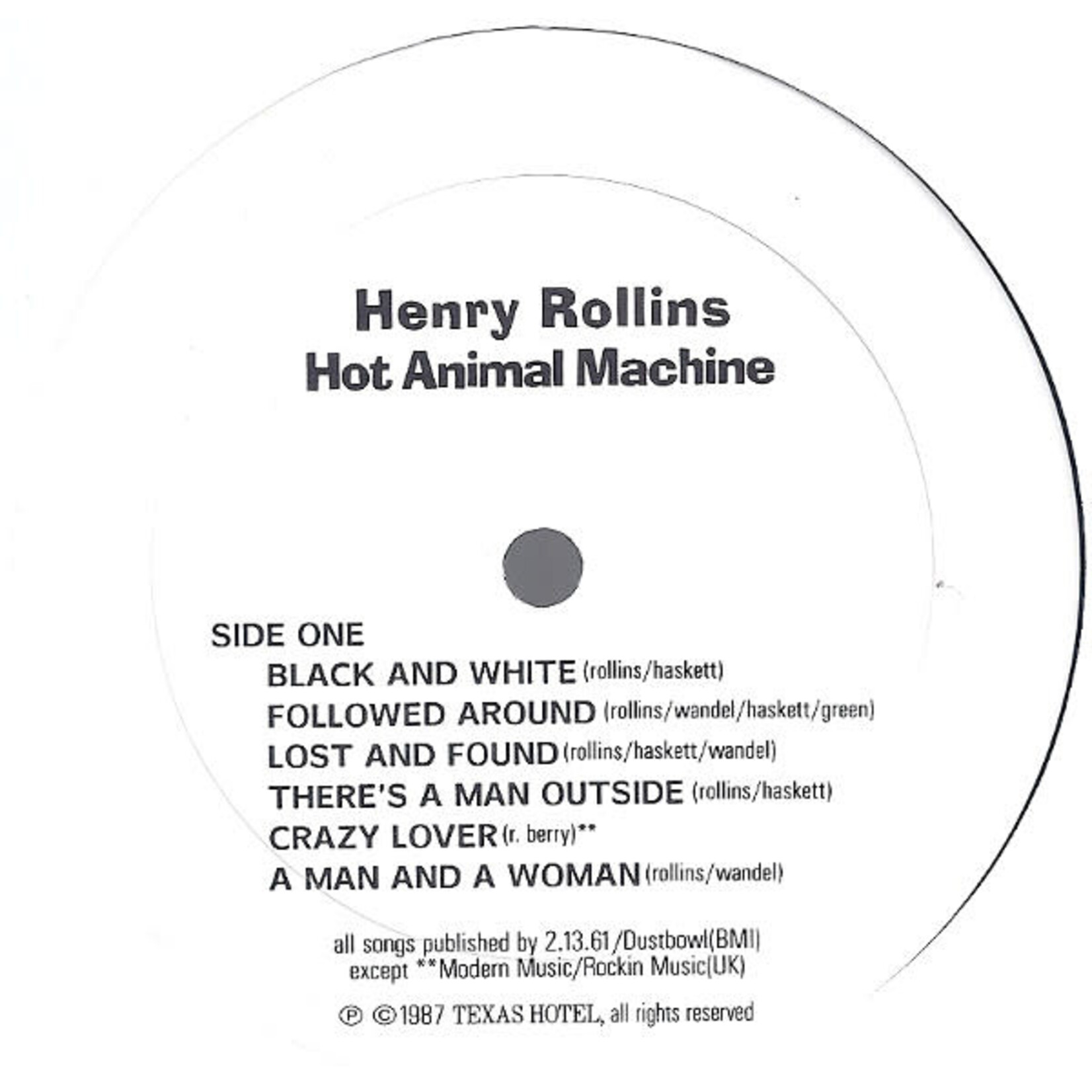 [Kollectible Vinyl] Rollins, Henry: Hot Animal Machine (1987, USA, w/ Insert, VG+) [TEXAS HOTEL]