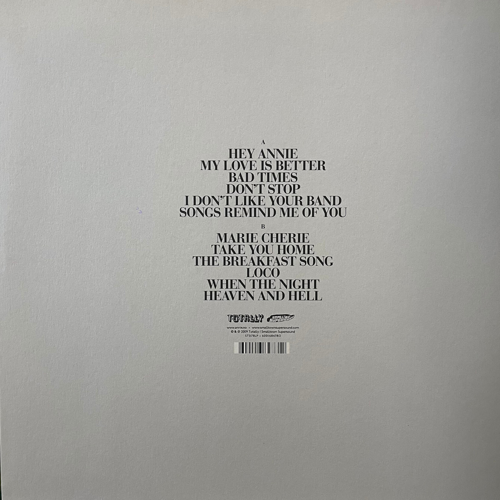 [Kollectible Vinyl] Annie: Don't Stop (2009, Norway, VG+) [TOTALLY]