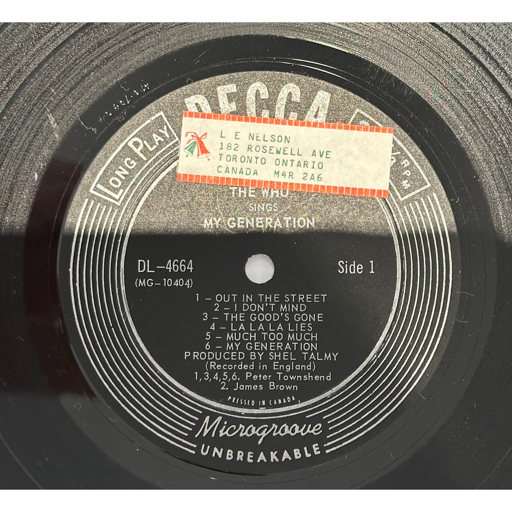 [Kollectible Vinyl] The Who: The Who Sings My Generation (1966, Canada, Mono, VG+) [DECCA]