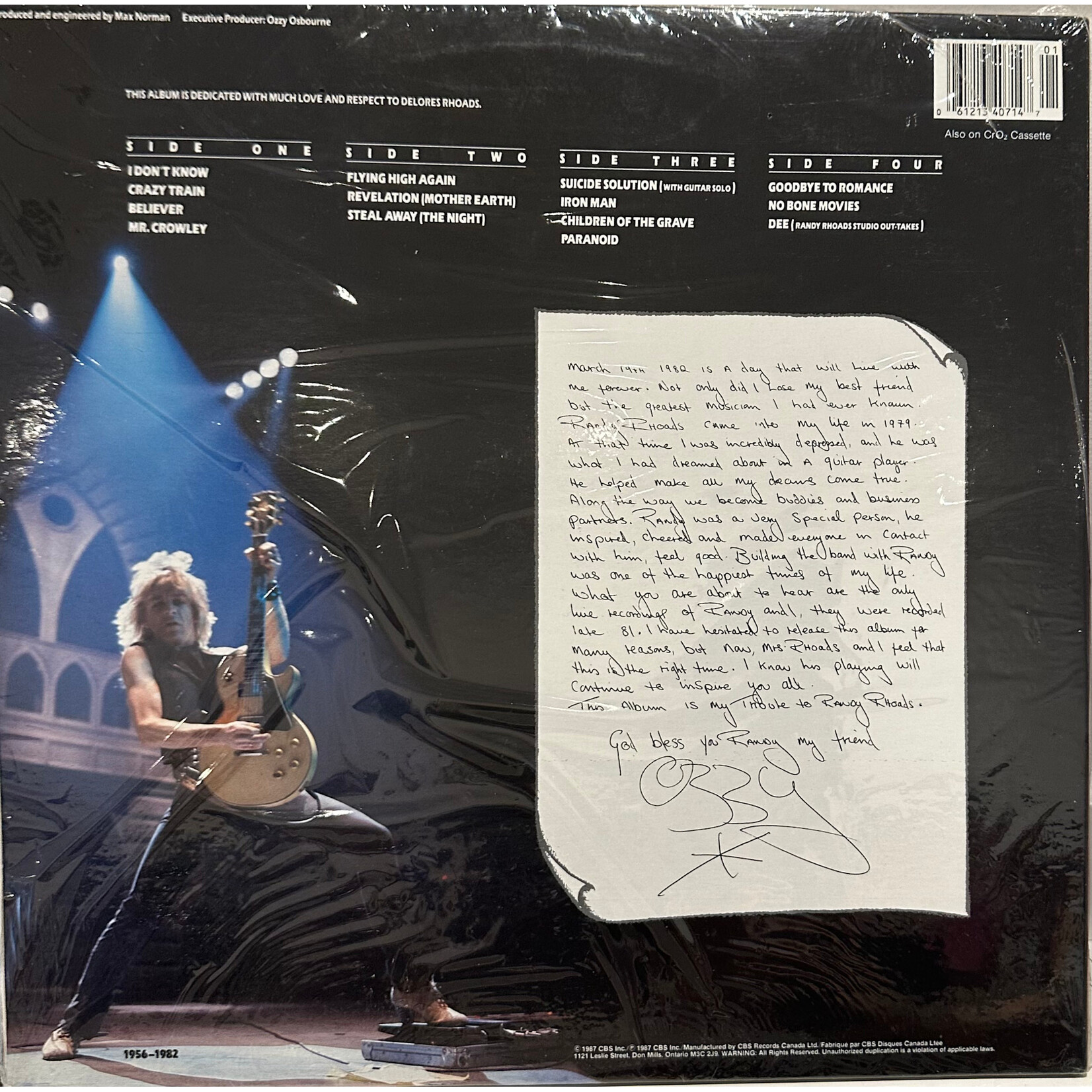 [Kollectible Vinyl] Osbourne, Ozzy / Randy Rhoads: Tribute (1987, Canada, Vintage, Sealed) [CBS]